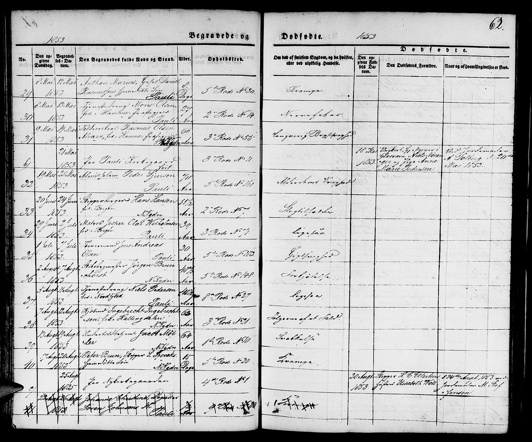 Nykirken Sokneprestembete, AV/SAB-A-77101/H/Hab: Parish register (copy) no. E 1, 1840-1866, p. 62
