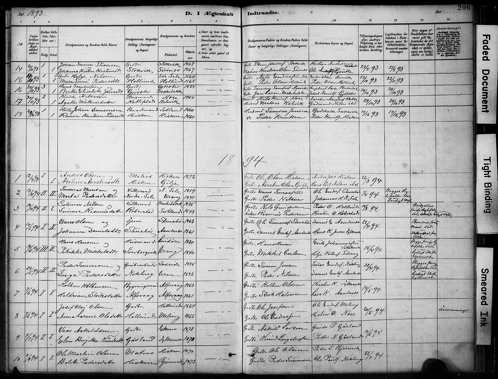 Finnås sokneprestembete, SAB/A-99925/H/Ha/Hab/Habb/L0003: Parish register (copy) no. B 3, 1882-1897, p. 206