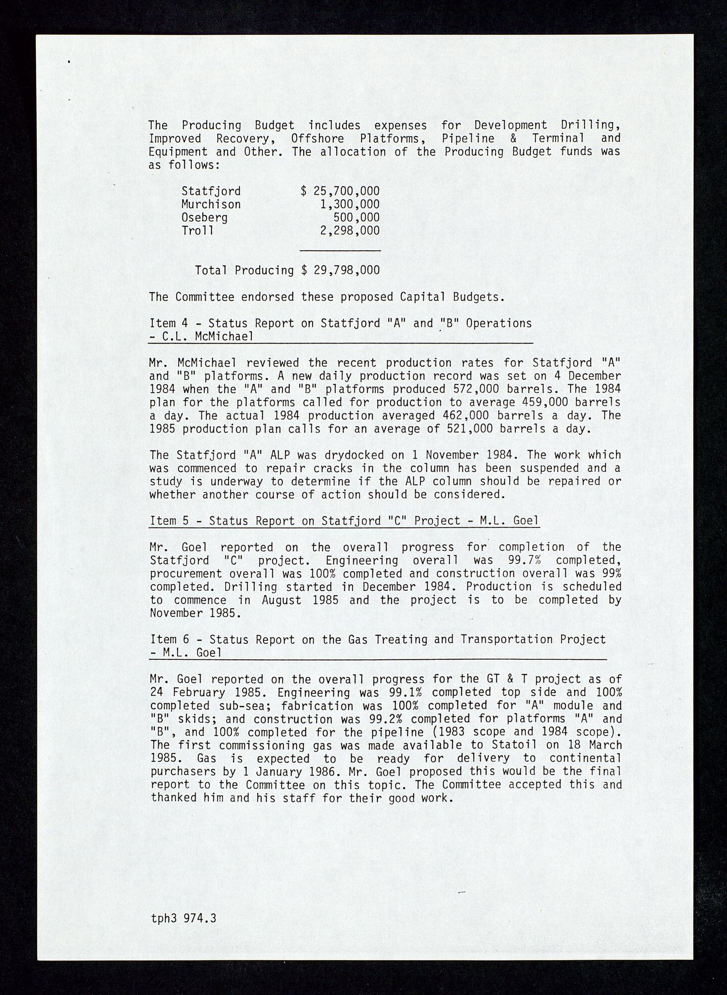 Pa 1578 - Mobil Exploration Norway Incorporated, AV/SAST-A-102024/4/D/Da/L0168: Sak og korrespondanse og styremøter, 1973-1986, p. 209