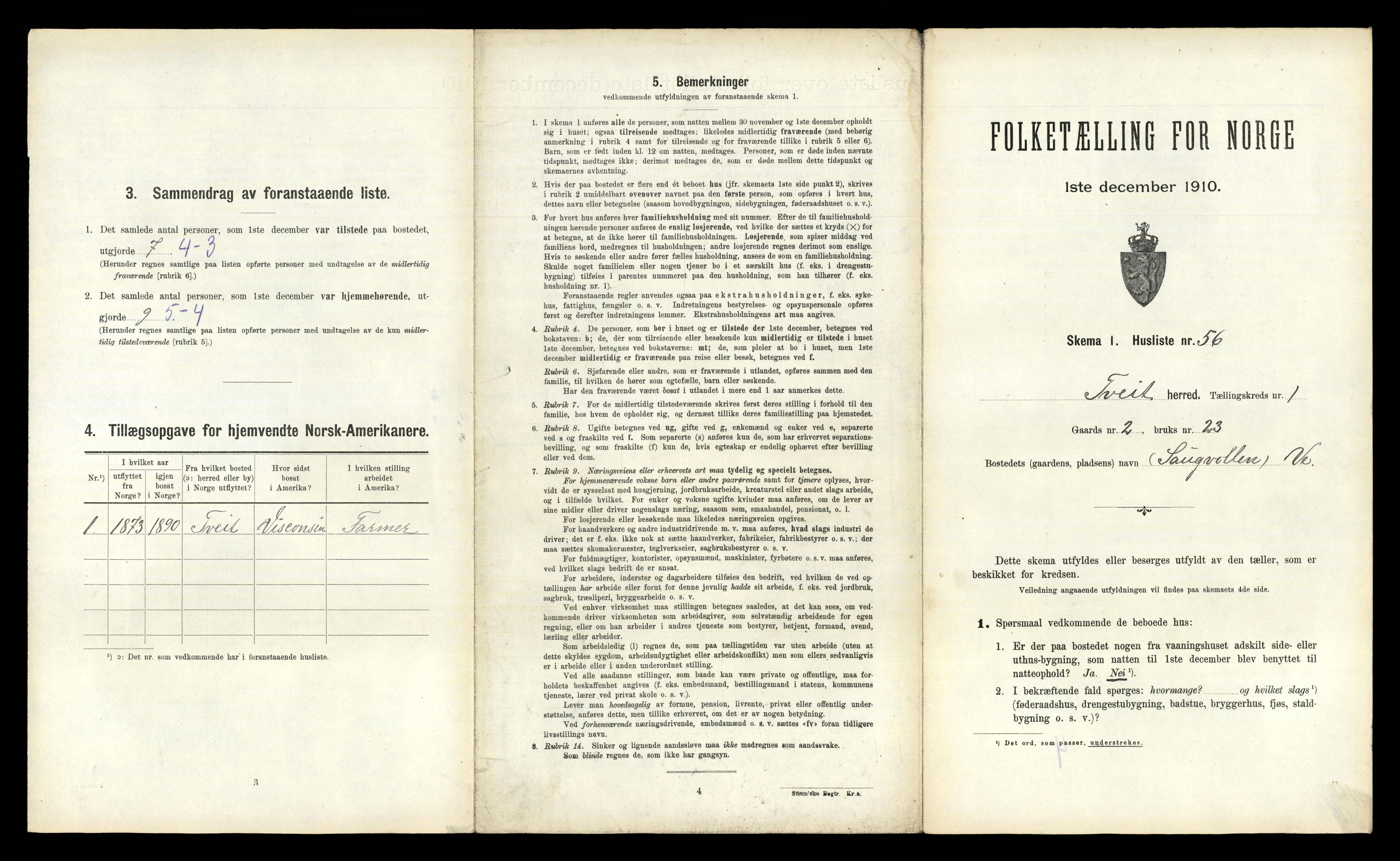 RA, 1910 census for Tveit, 1910, p. 139