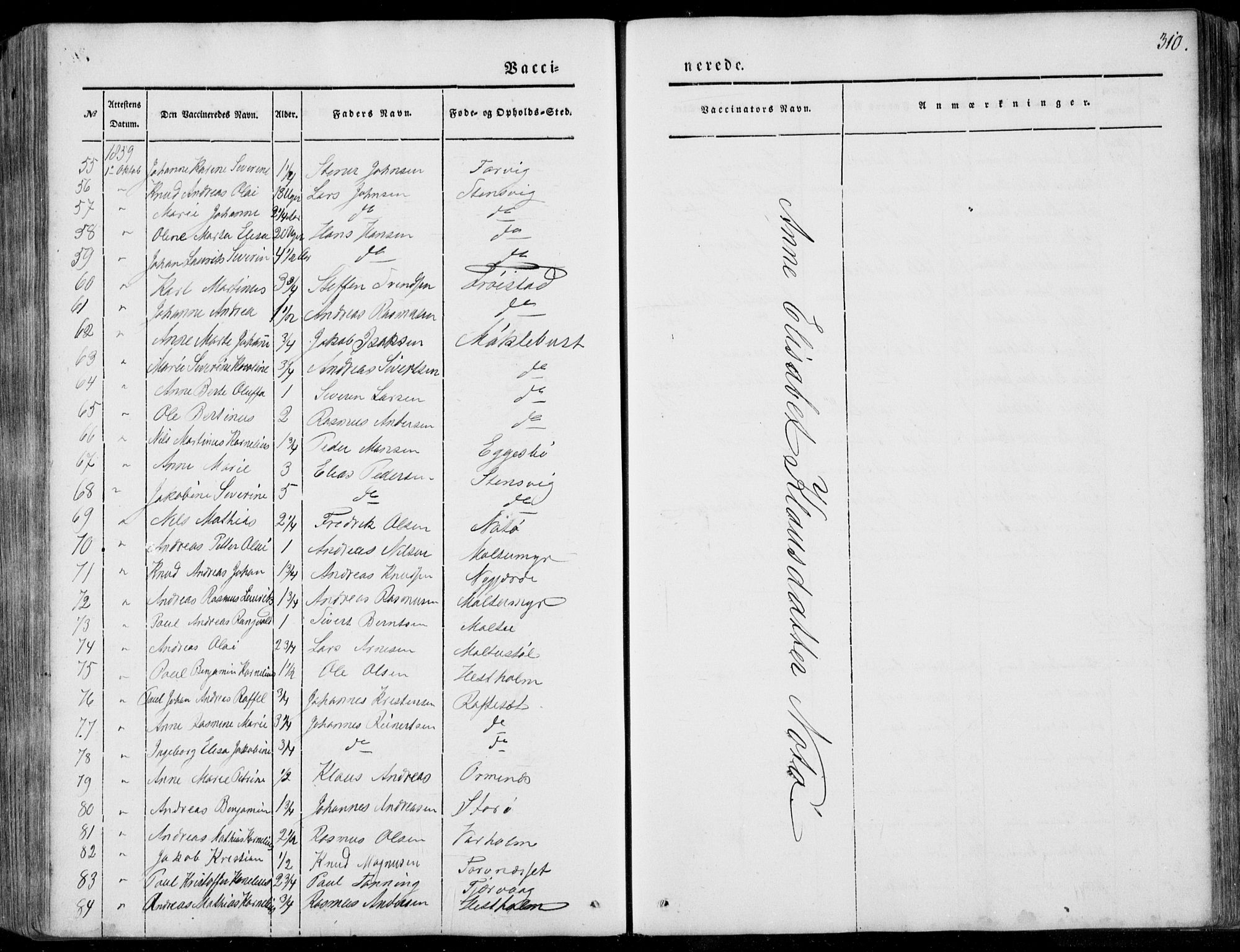 Ministerialprotokoller, klokkerbøker og fødselsregistre - Møre og Romsdal, AV/SAT-A-1454/507/L0070: Parish register (official) no. 507A05, 1842-1873, p. 310