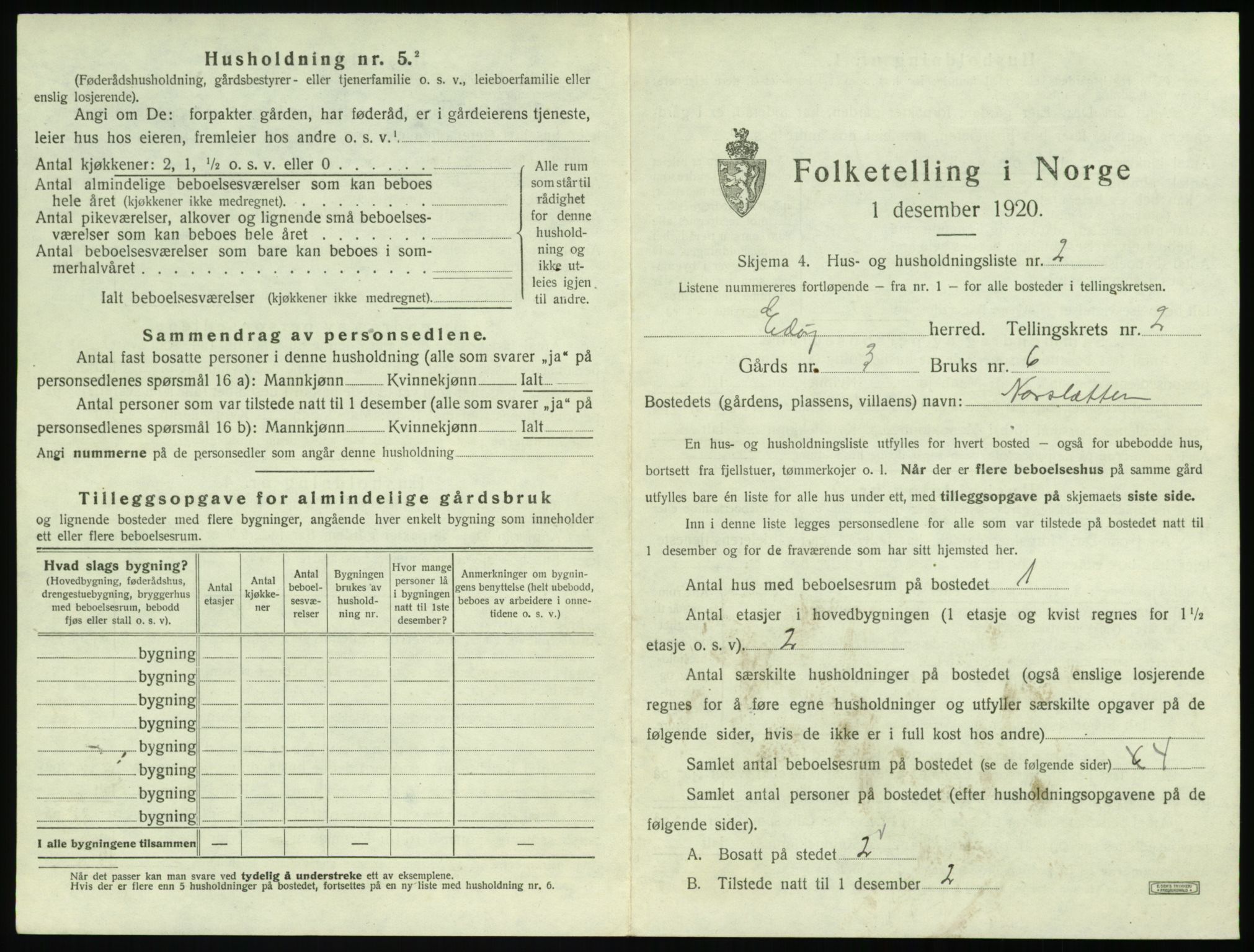 SAT, 1920 census for Edøy, 1920, p. 96