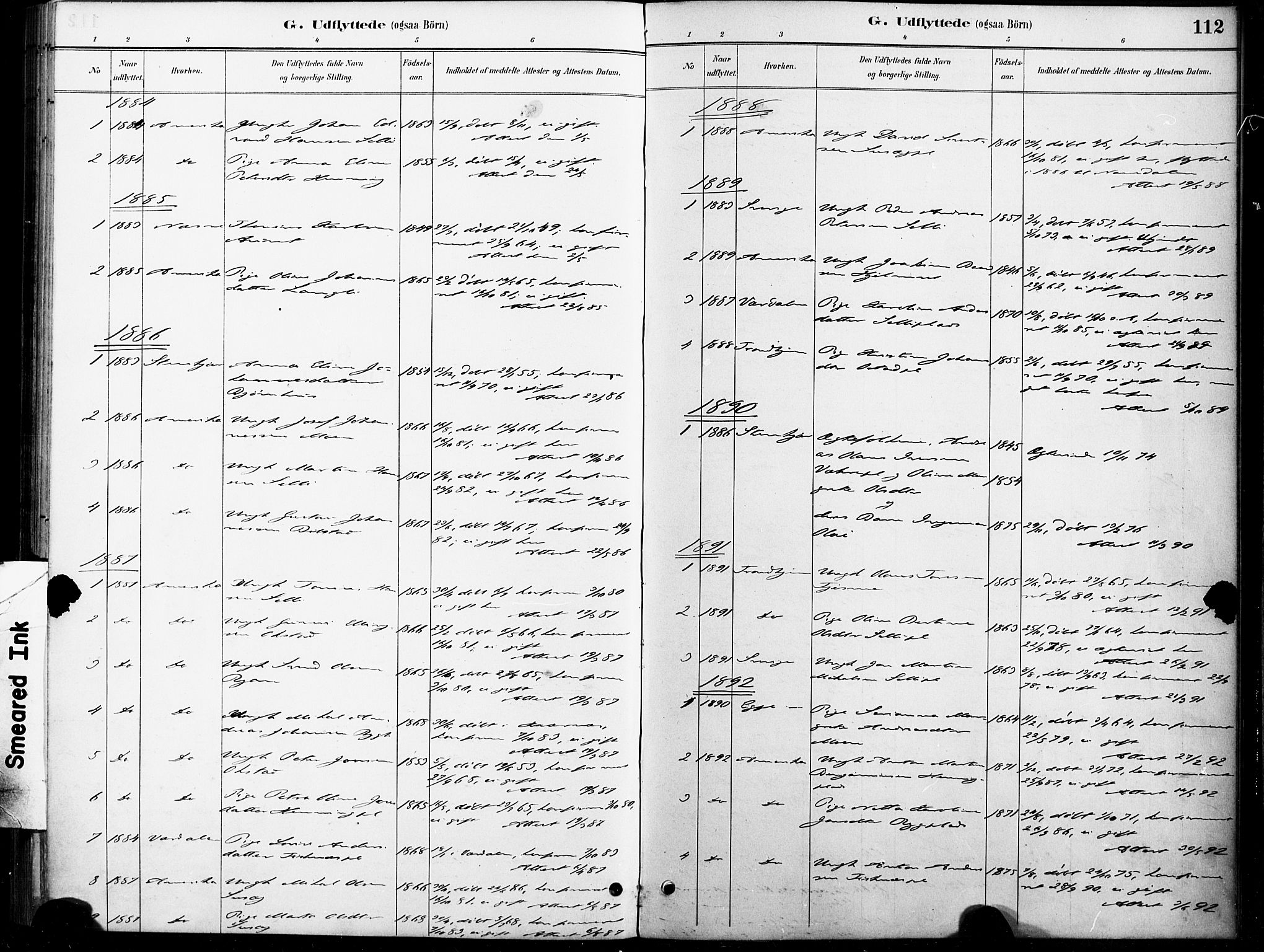Ministerialprotokoller, klokkerbøker og fødselsregistre - Nord-Trøndelag, SAT/A-1458/738/L0364: Parish register (official) no. 738A01, 1884-1902, p. 112