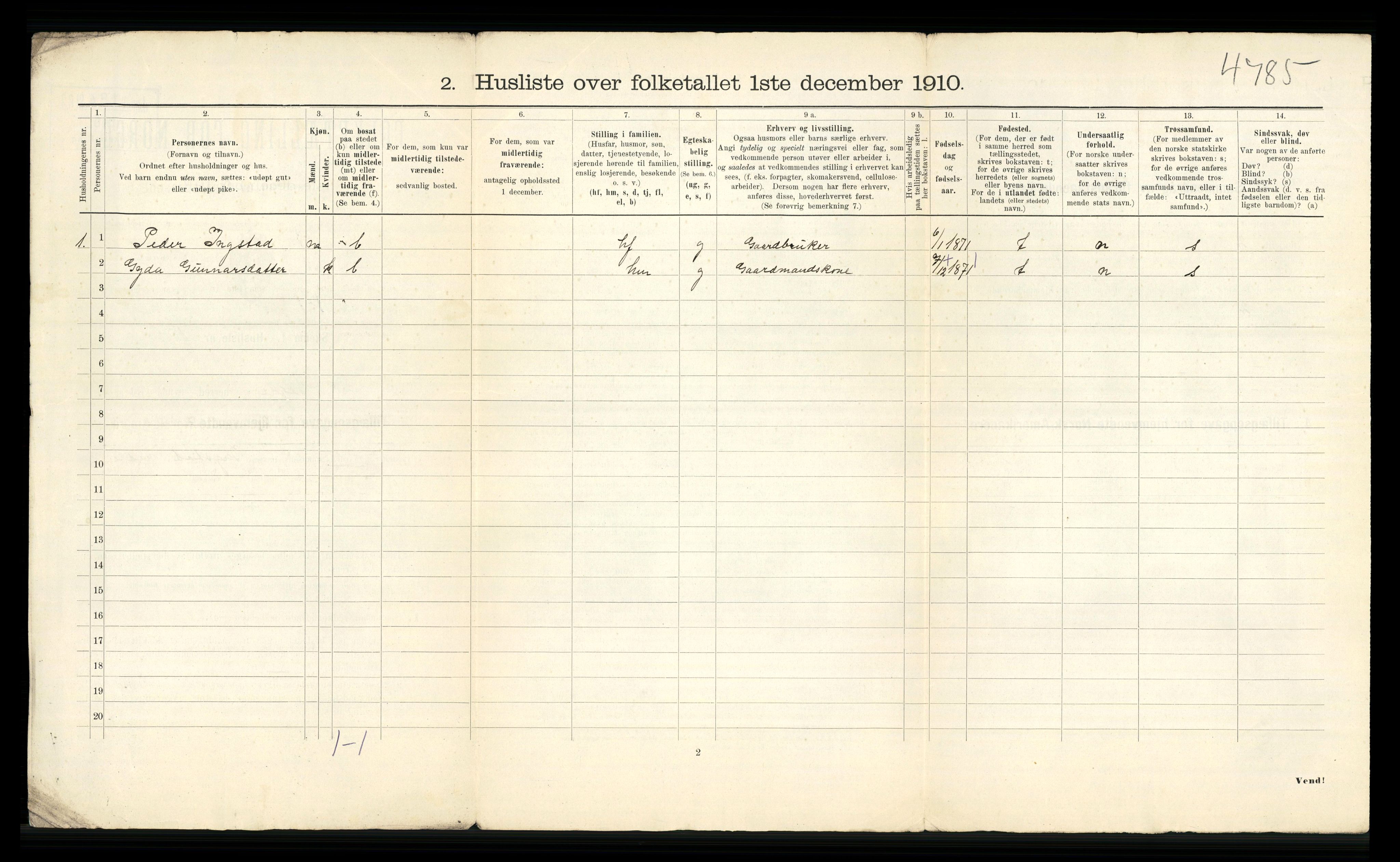 RA, 1910 census for Hegra, 1910, p. 31