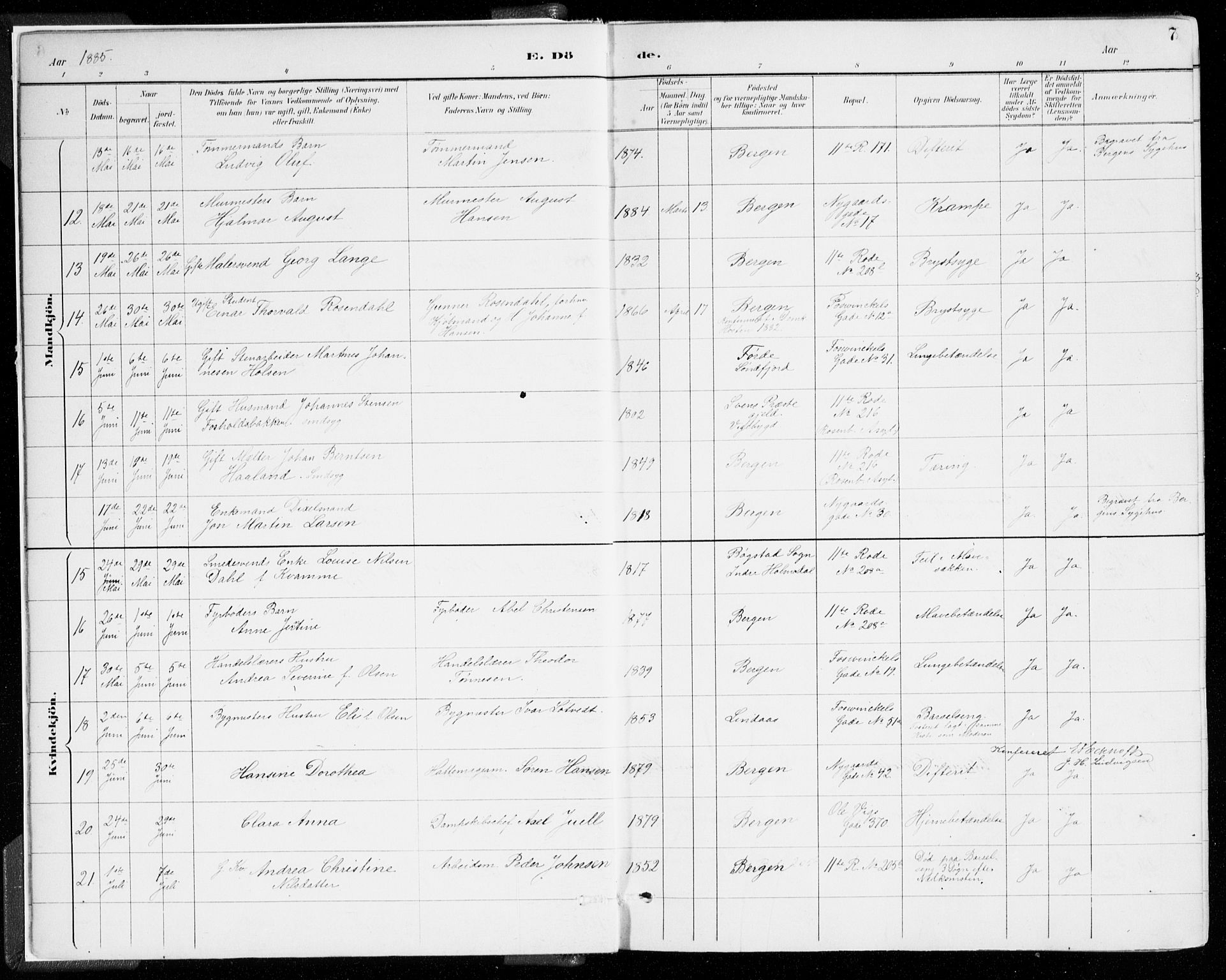 Johanneskirken sokneprestembete, SAB/A-76001/H/Haa/L0019: Parish register (official) no. E 1, 1885-1915, p. 7