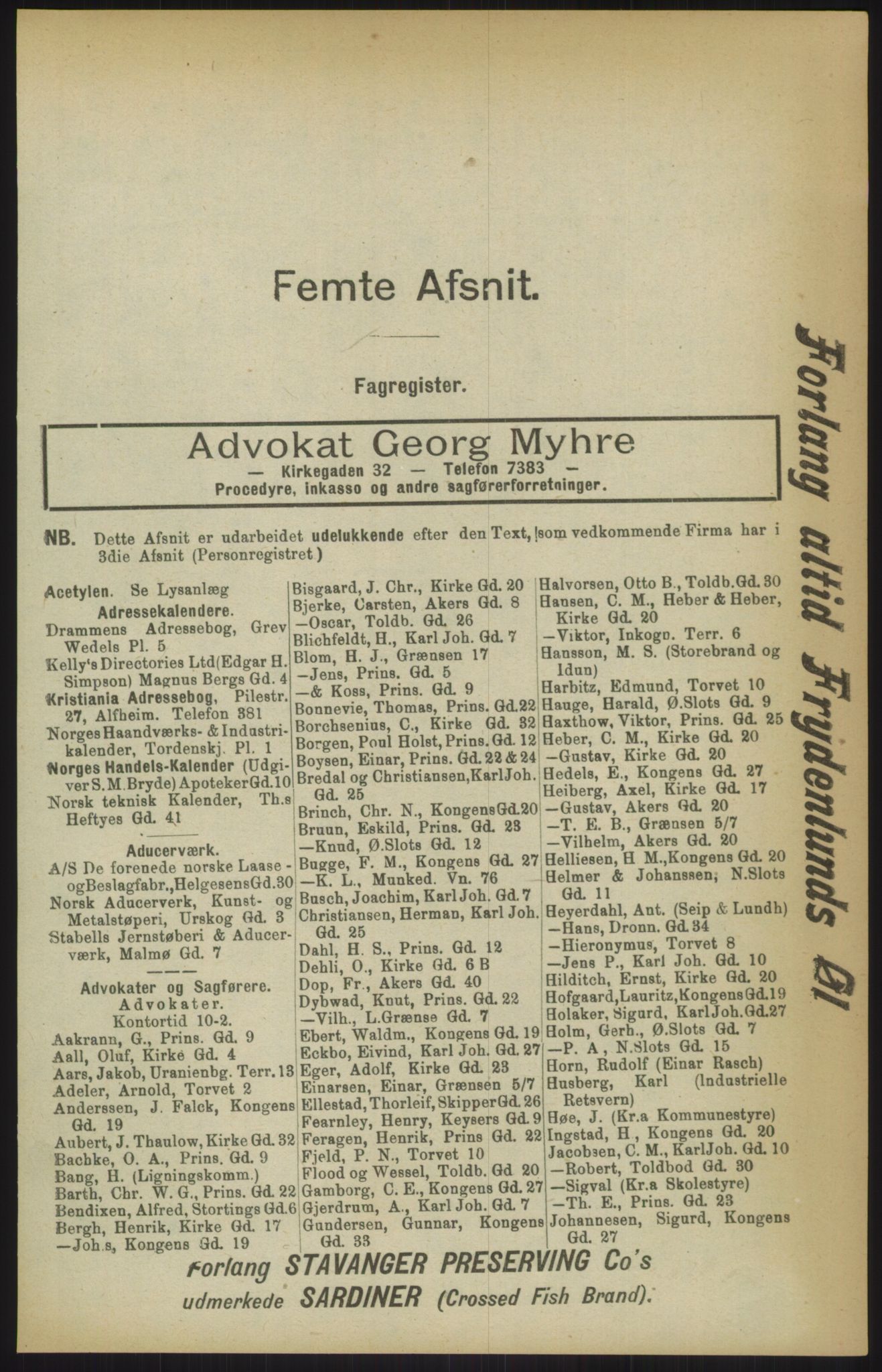 Kristiania/Oslo adressebok, PUBL/-, 1911