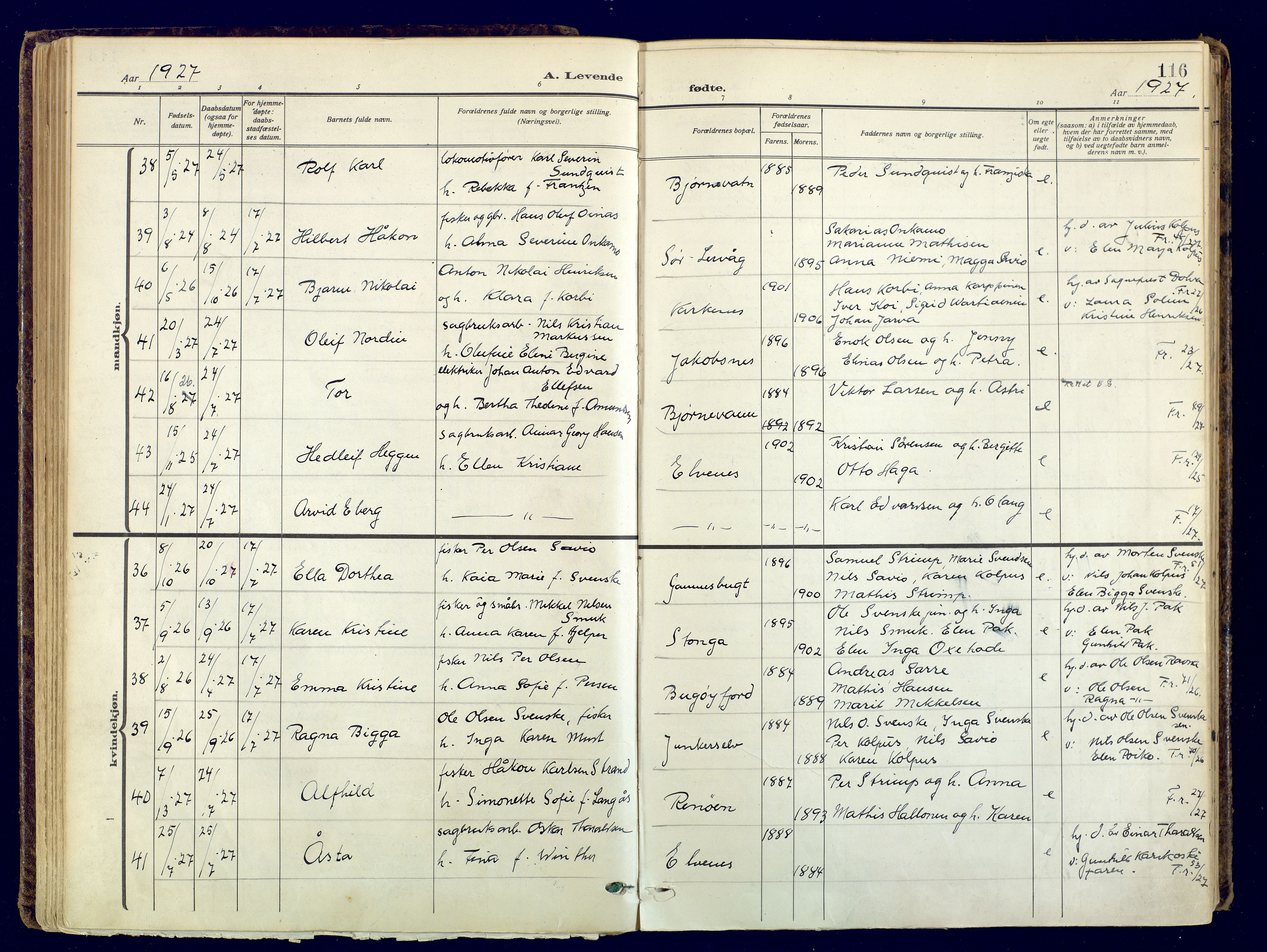 Sør-Varanger sokneprestkontor, AV/SATØ-S-1331/H/Ha/L0006kirke: Parish register (official) no. 6, 1919-1927, p. 116