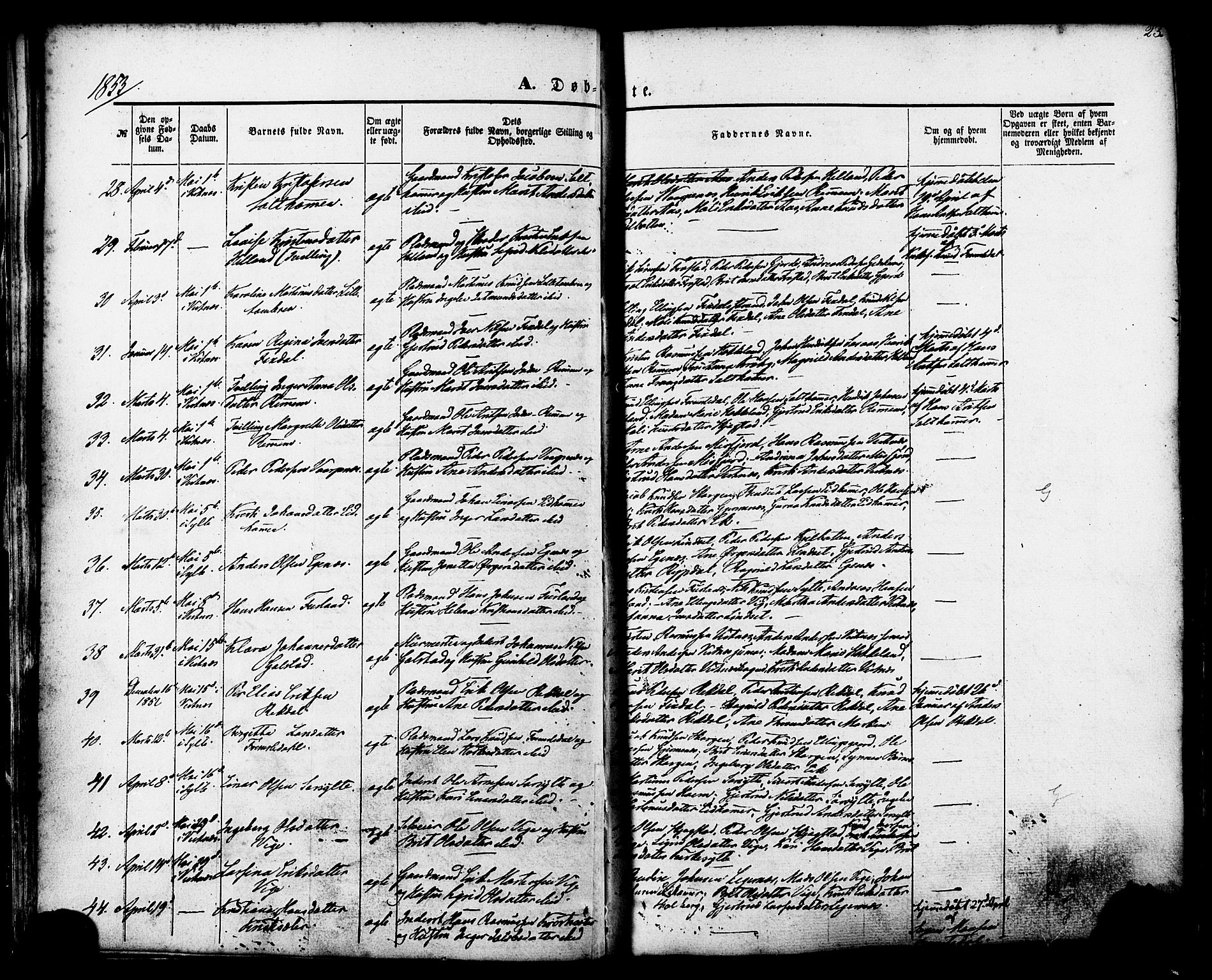 Ministerialprotokoller, klokkerbøker og fødselsregistre - Møre og Romsdal, AV/SAT-A-1454/539/L0529: Parish register (official) no. 539A02, 1848-1872, p. 23