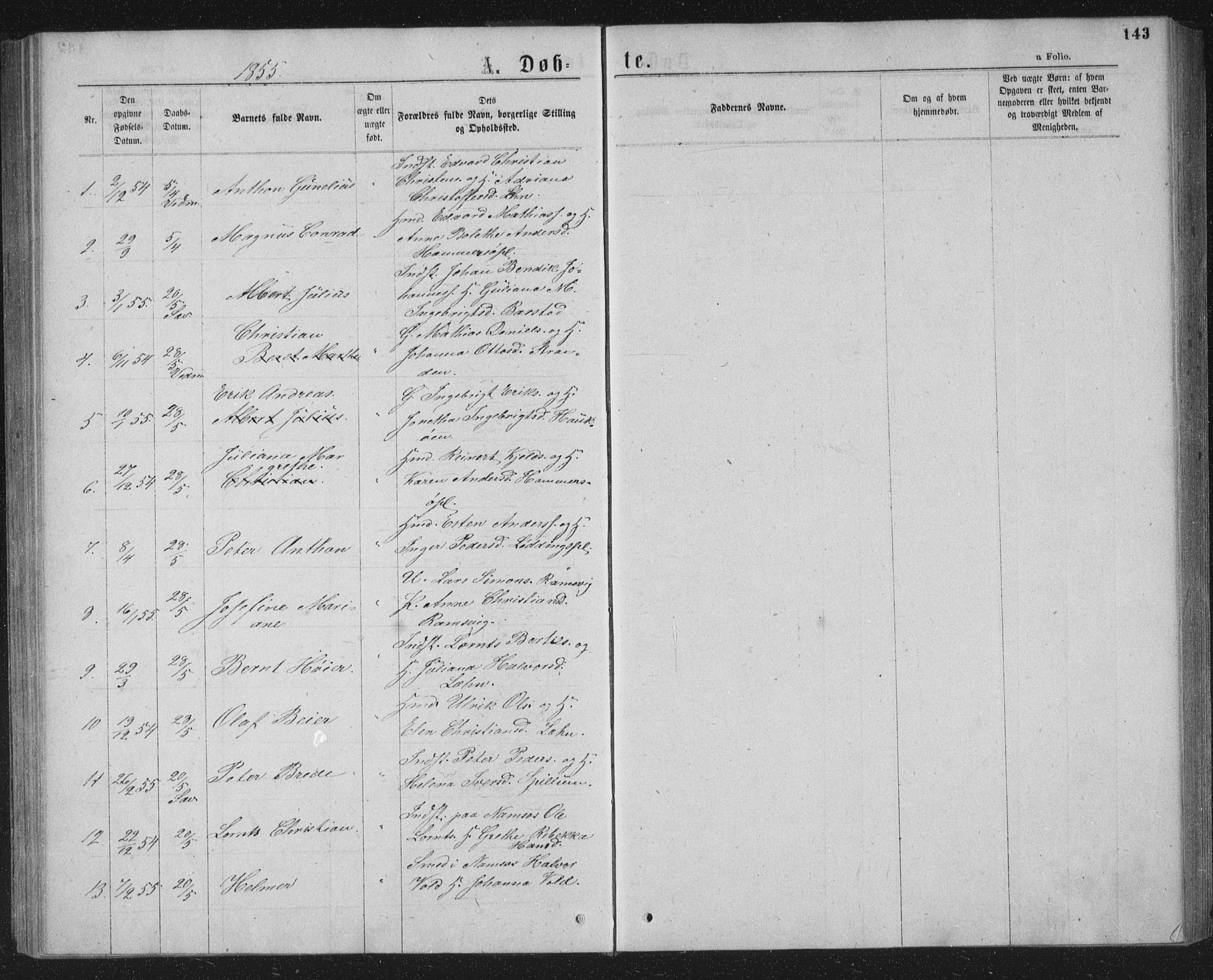 Ministerialprotokoller, klokkerbøker og fødselsregistre - Nord-Trøndelag, AV/SAT-A-1458/768/L0566: Parish register (official) no. 768A01, 1836-1865, p. 143