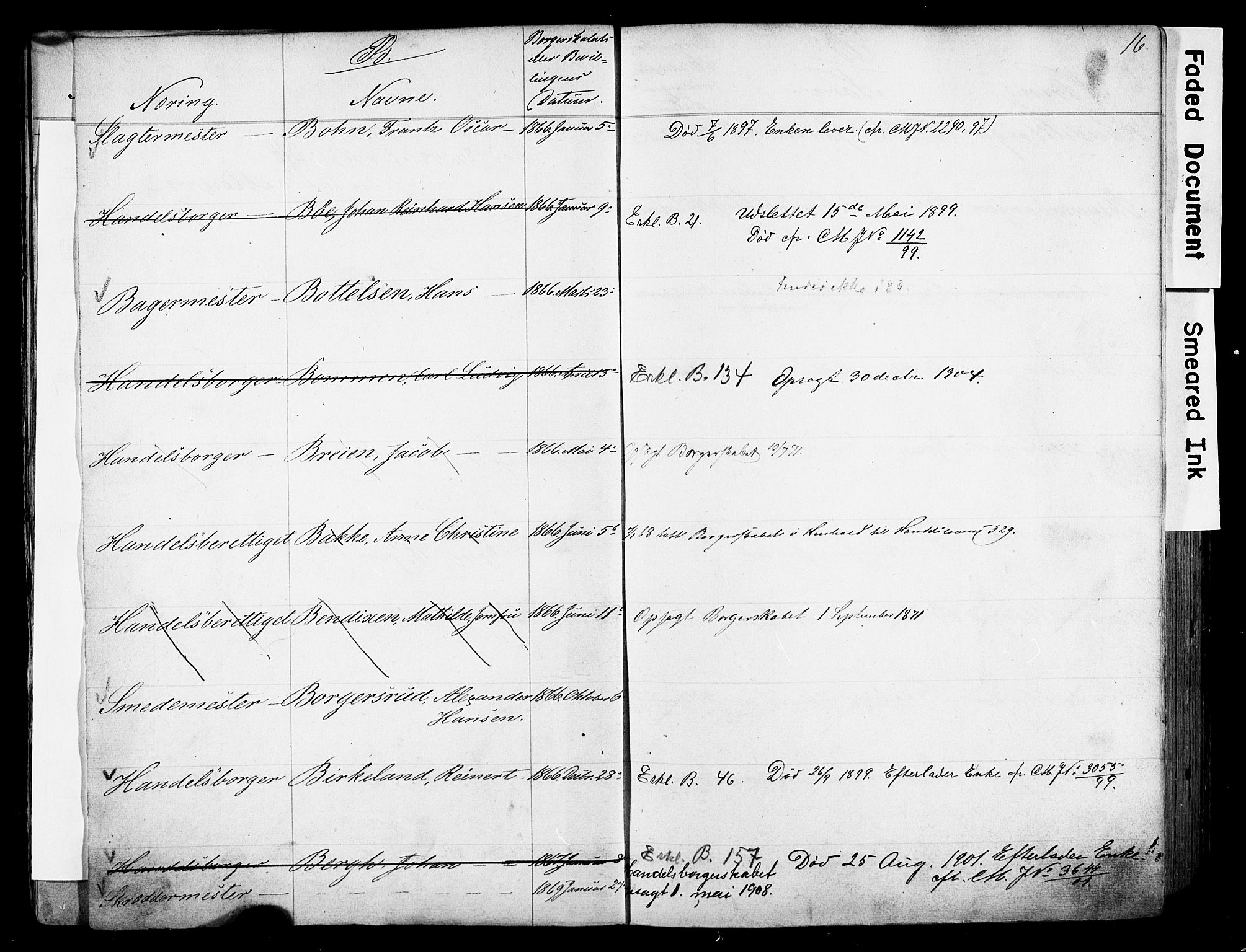 Kristiania magistrat, AV/SAO-A-10711/F/Fb/L0004: Borgerrulle, 1860-1879, p. 17