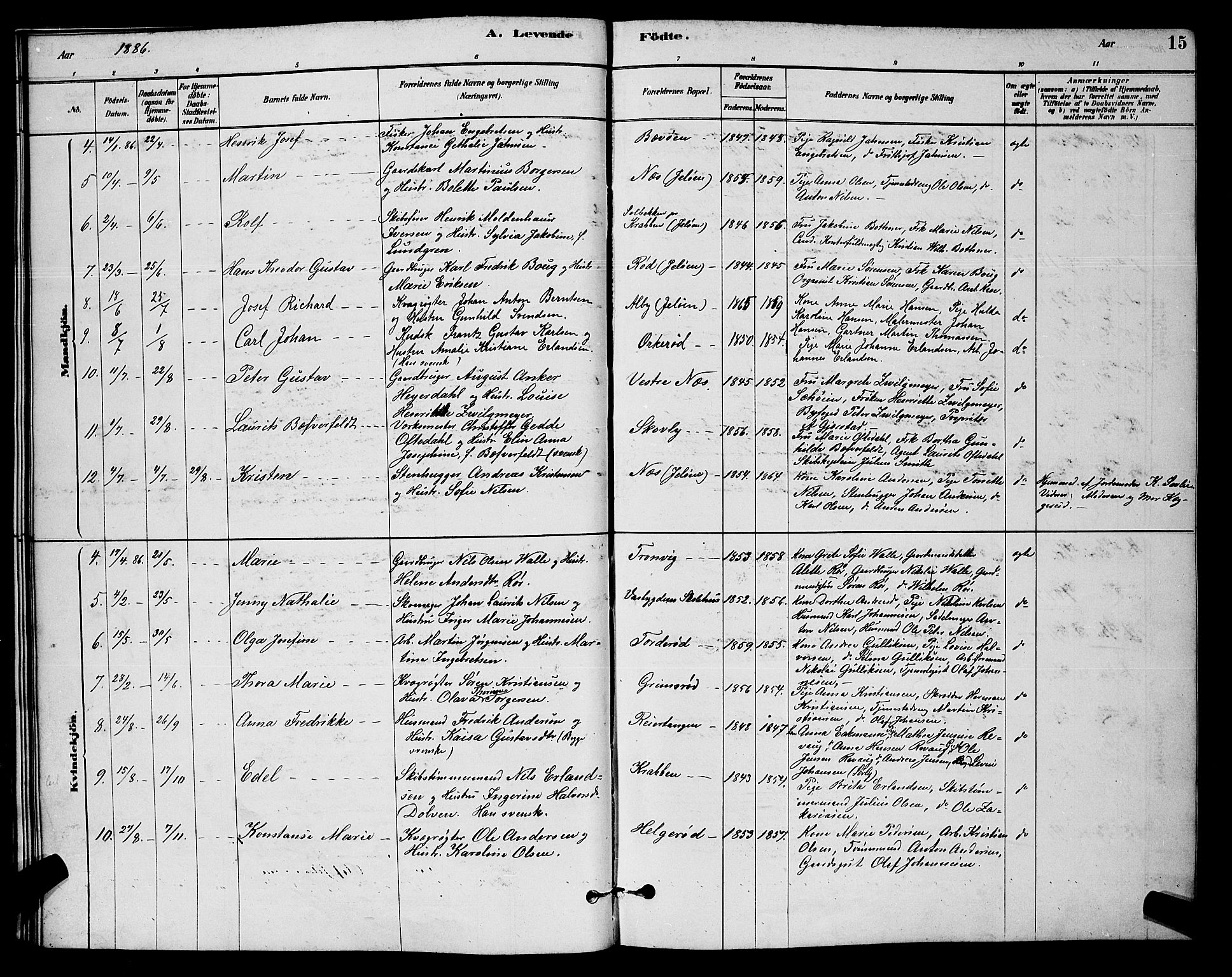 Moss prestekontor Kirkebøker, AV/SAO-A-2003/G/Gb/L0001: Parish register (copy) no. II 1, 1878-1900, p. 15