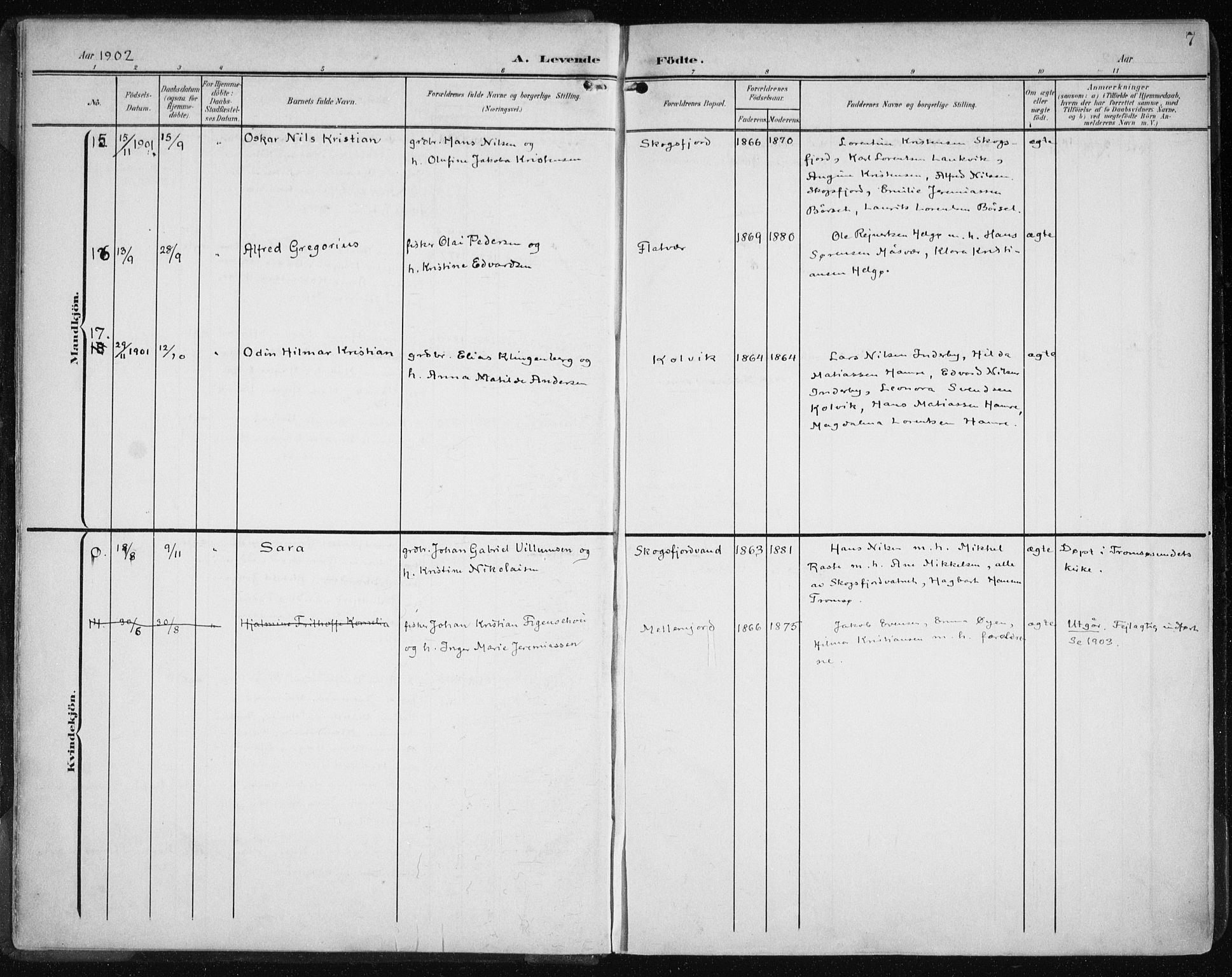 Karlsøy sokneprestembete, AV/SATØ-S-1299/H/Ha/Haa/L0013kirke: Parish register (official) no. 13, 1902-1916, p. 7