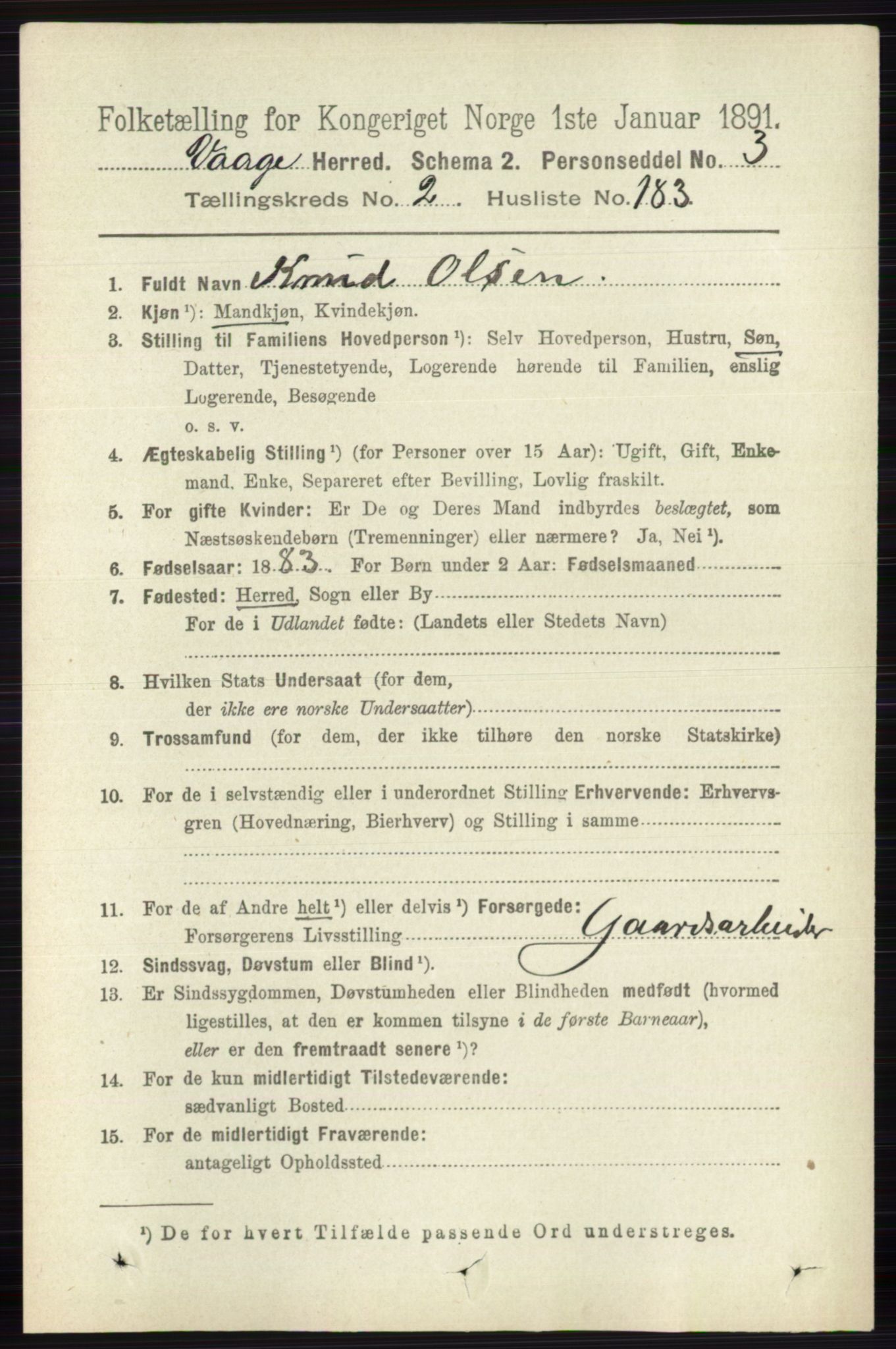 RA, 1891 census for 0515 Vågå, 1891, p. 2224