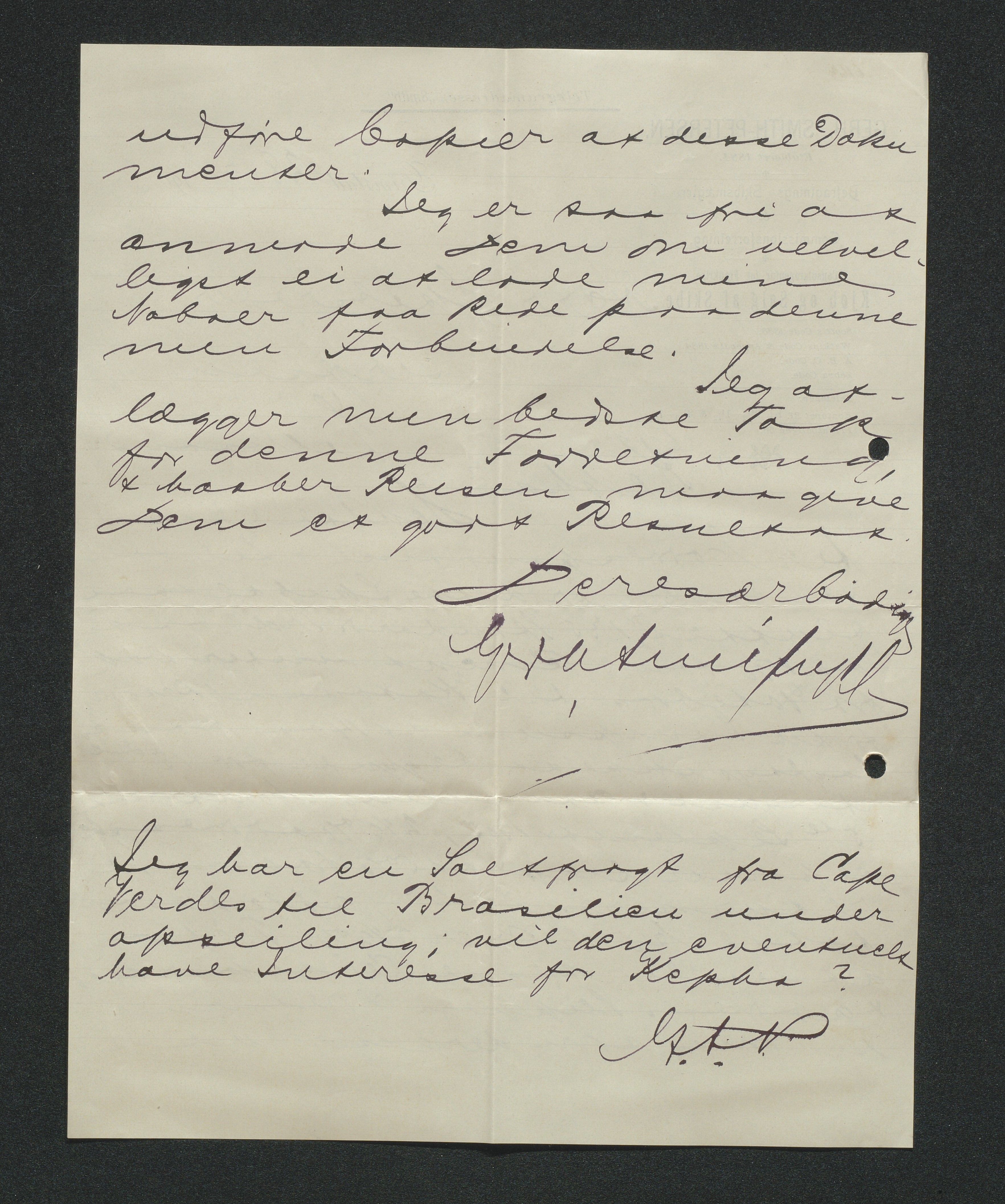 O. Terjesens rederi, AAKS/PA-2525/E/E01/L0013: Korrespondanse, 1904-1905