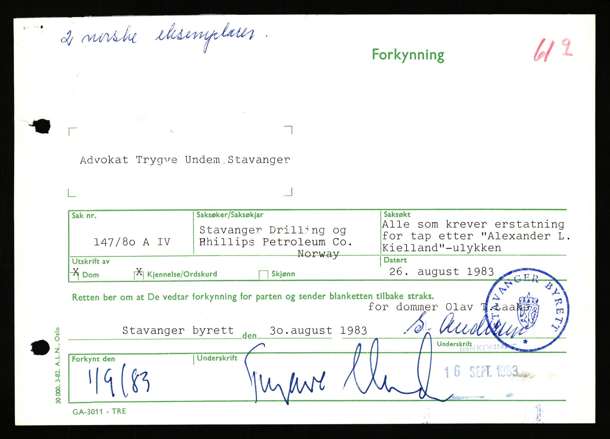 Stavanger byrett, SAST/A-100455/003/F/Fh/Fhb/L0039b: A IV sak nr 147, 1980, p. 785