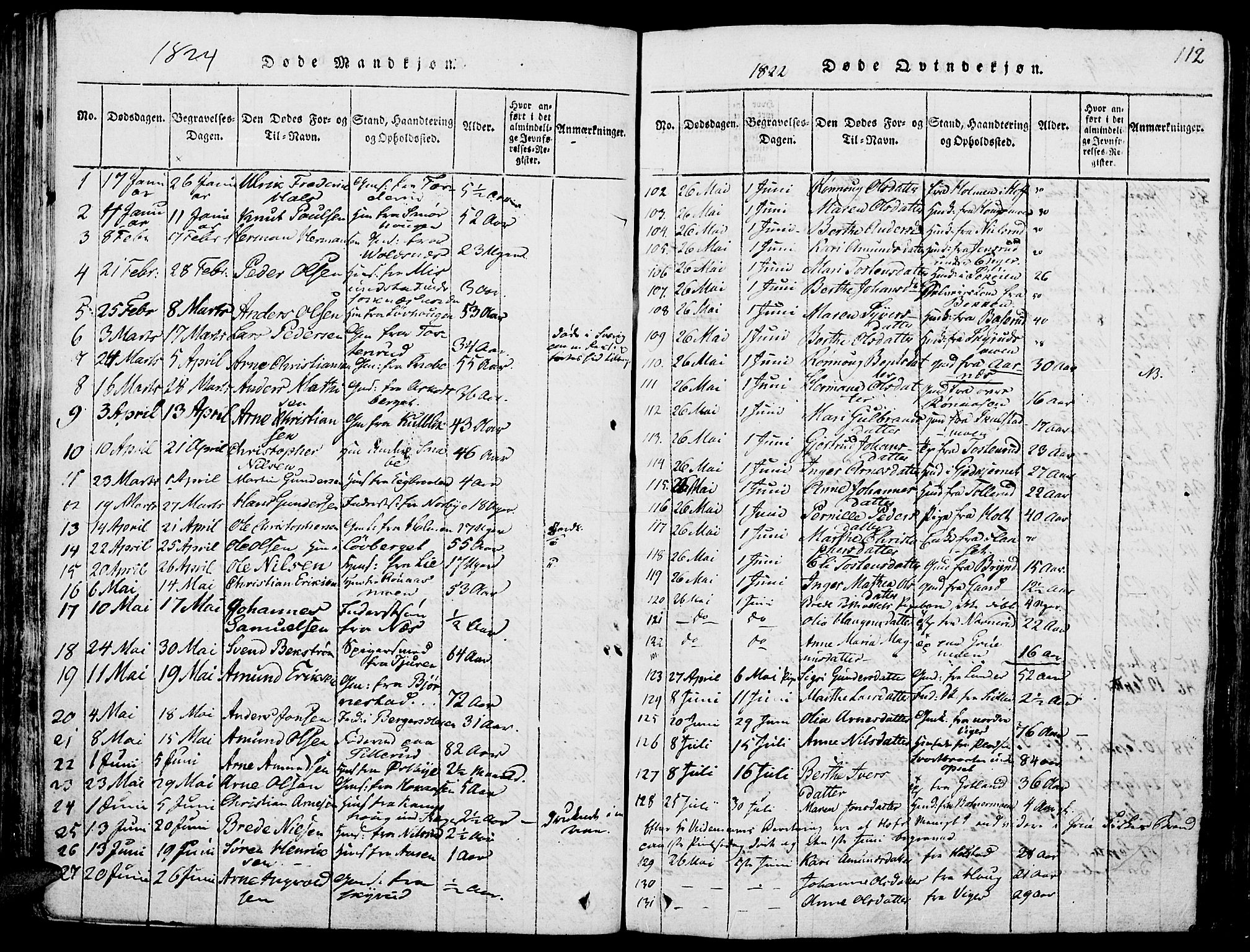 Grue prestekontor, AV/SAH-PREST-036/H/Ha/Haa/L0006: Parish register (official) no. 6, 1814-1830, p. 112