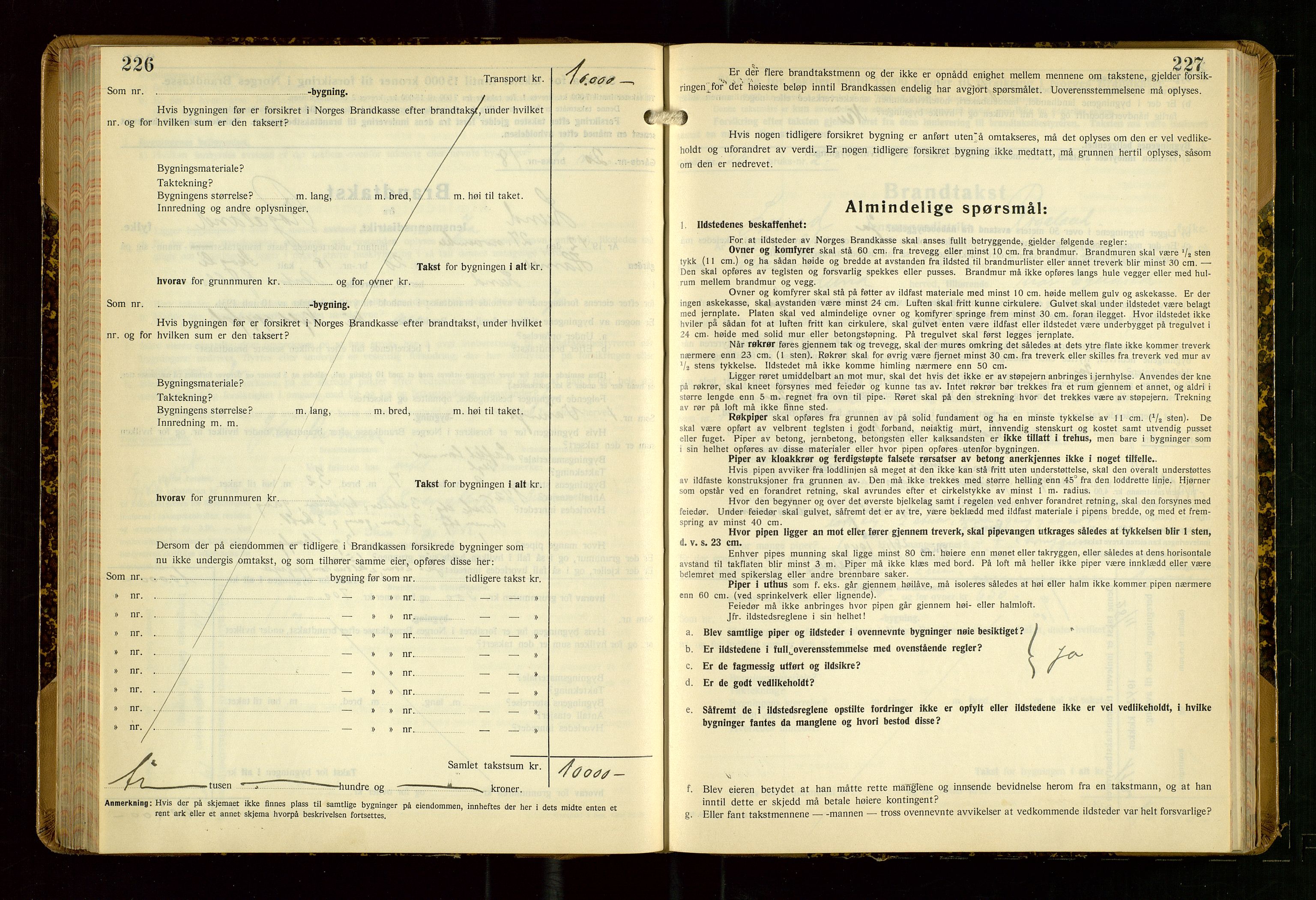 Lund lensmannskontor, AV/SAST-A-100303/Gob/L0006: "Brandtakstprotokoll", 1938-1951, p. 226-227