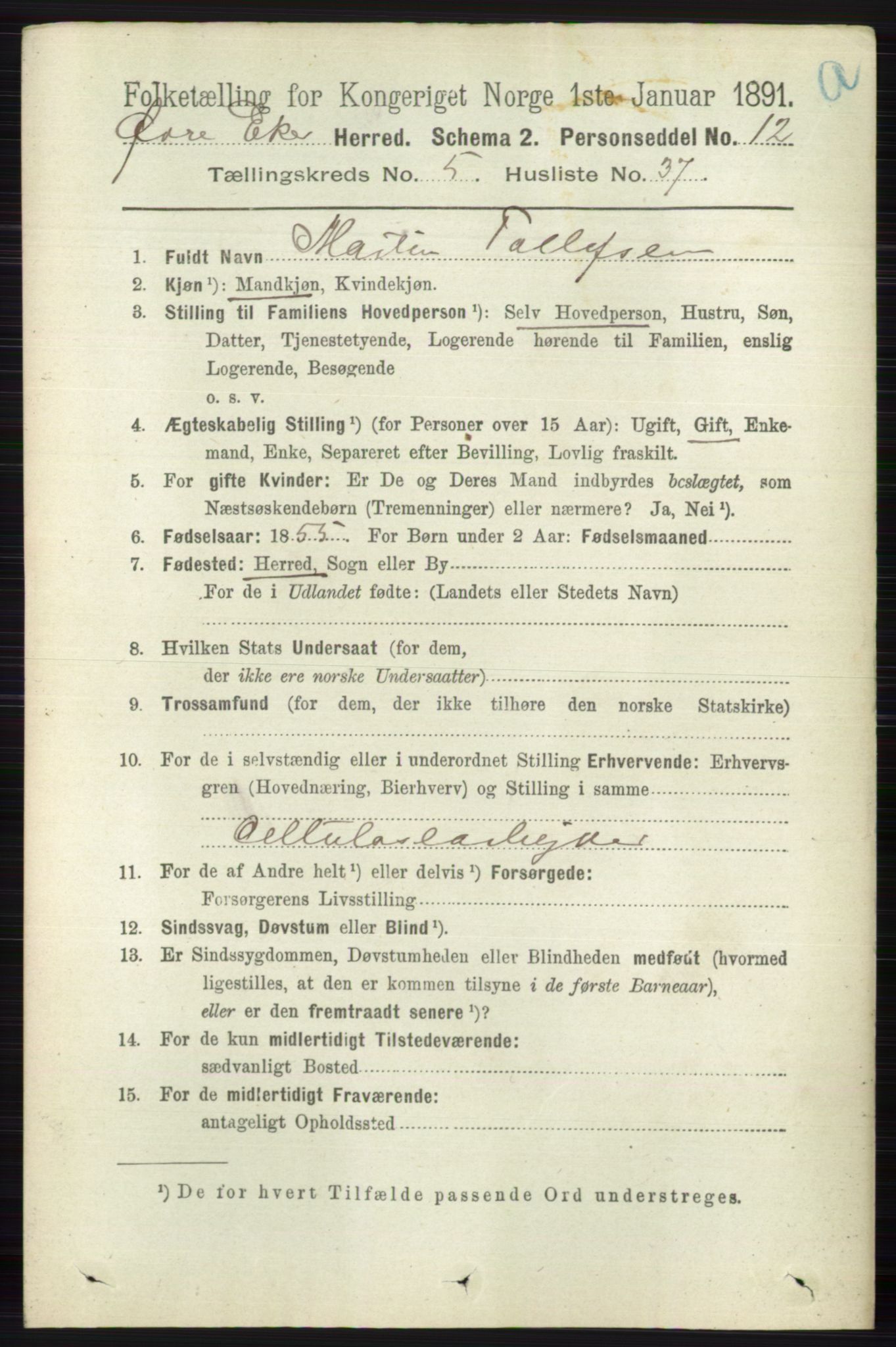 RA, 1891 census for 0624 Øvre Eiker, 1891, p. 2045