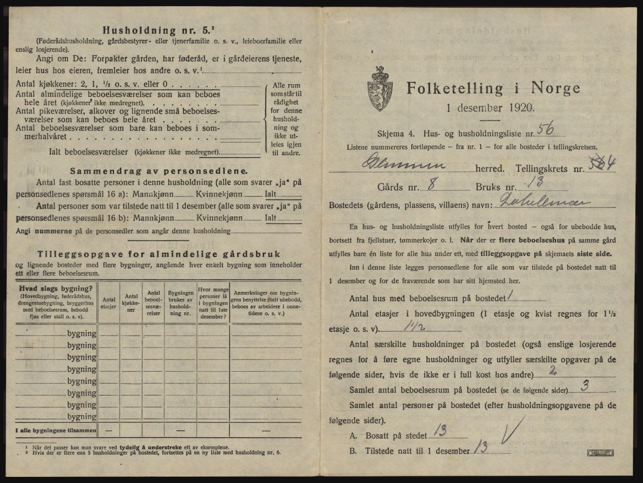 SAO, 1920 census for Glemmen, 1920, p. 739