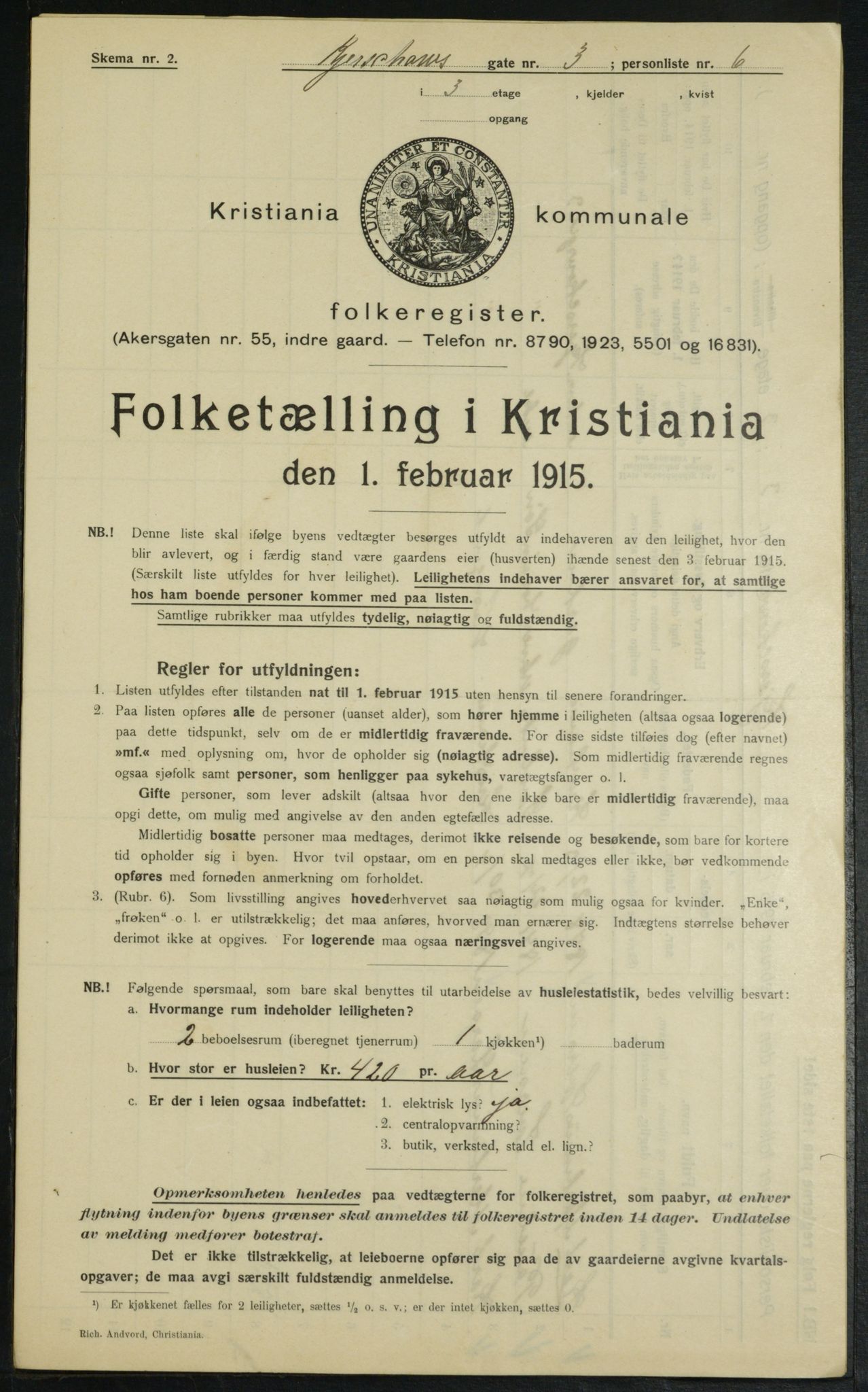 OBA, Municipal Census 1915 for Kristiania, 1915, p. 48951