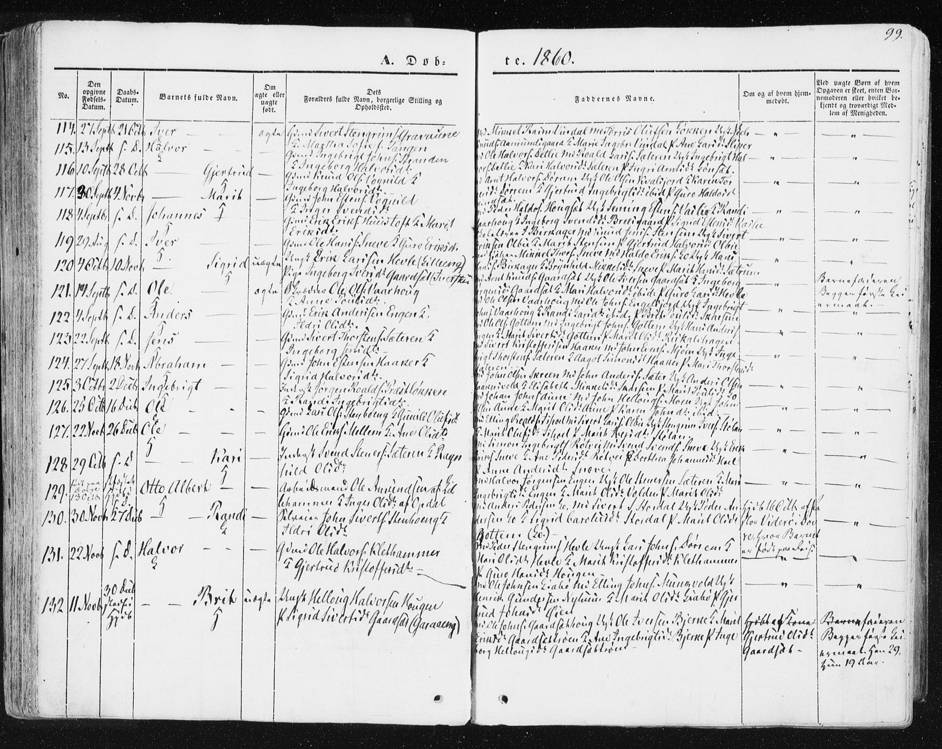 Ministerialprotokoller, klokkerbøker og fødselsregistre - Sør-Trøndelag, AV/SAT-A-1456/678/L0899: Parish register (official) no. 678A08, 1848-1872, p. 99