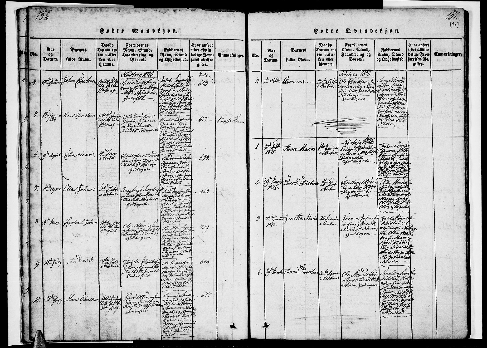 Ministerialprotokoller, klokkerbøker og fødselsregistre - Nordland, SAT/A-1459/814/L0223: Parish register (official) no. 814A04, 1820-1833, p. 156-157