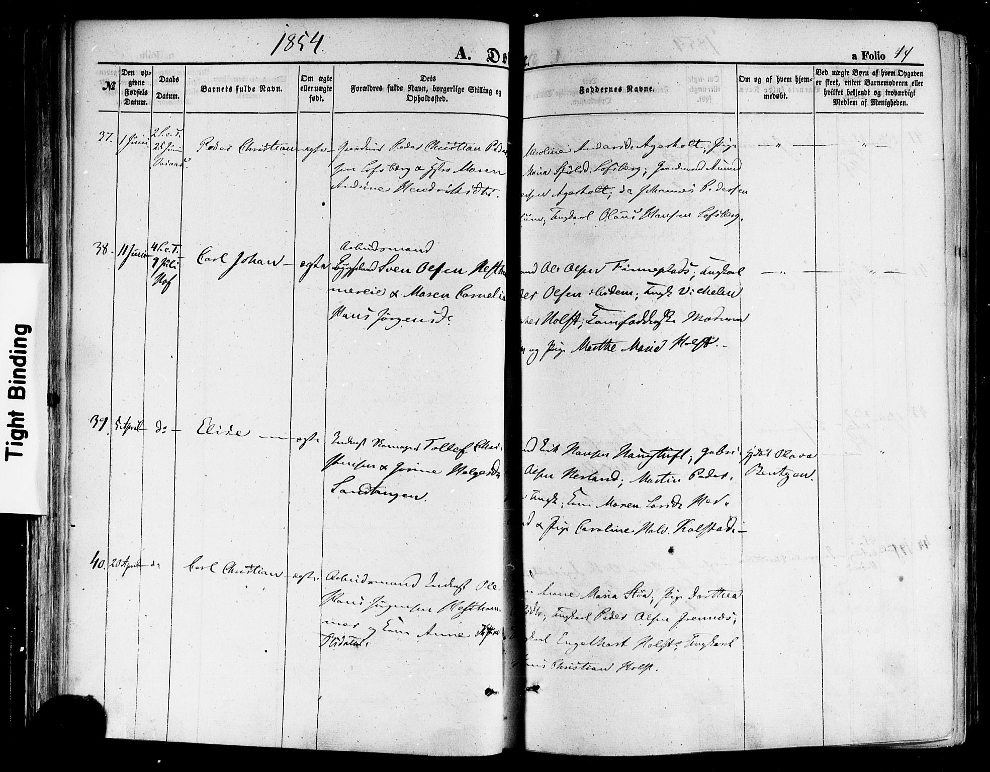 Hof kirkebøker, SAKO/A-64/F/Fa/L0006: Parish register (official) no. I 6, 1851-1877, p. 44