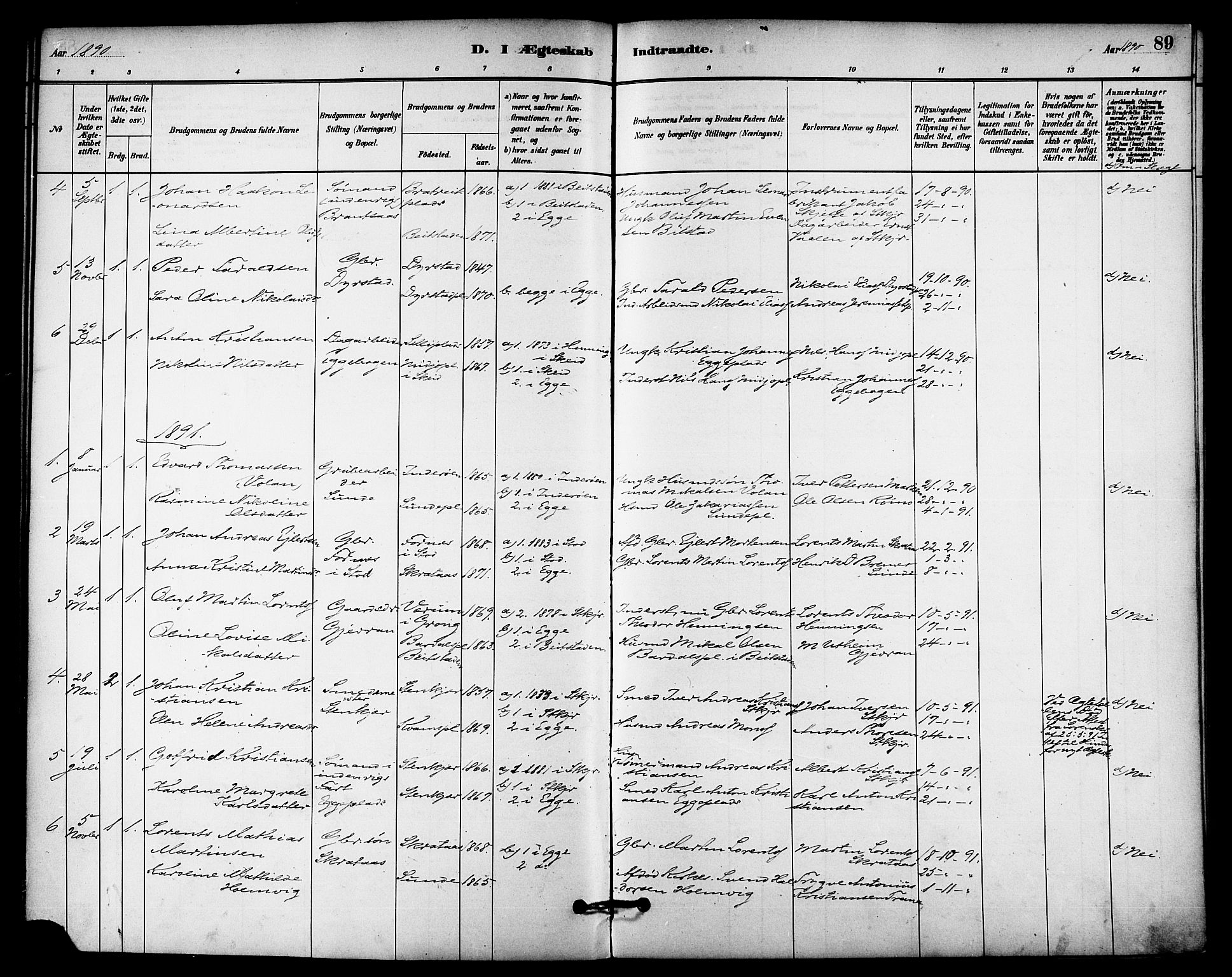 Ministerialprotokoller, klokkerbøker og fødselsregistre - Nord-Trøndelag, SAT/A-1458/740/L0378: Parish register (official) no. 740A01, 1881-1895, p. 89