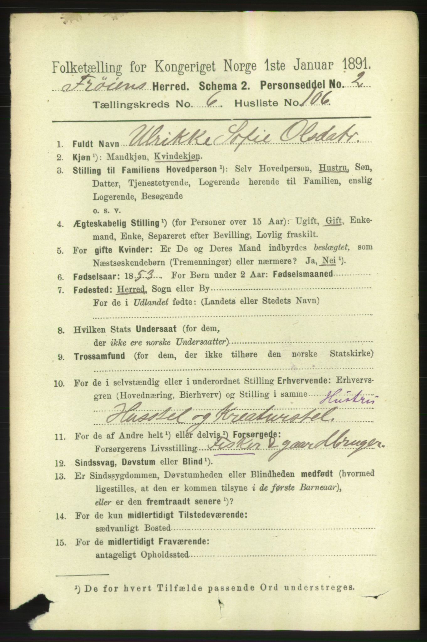 RA, 1891 census for 1619 Frøya, 1891, p. 4917