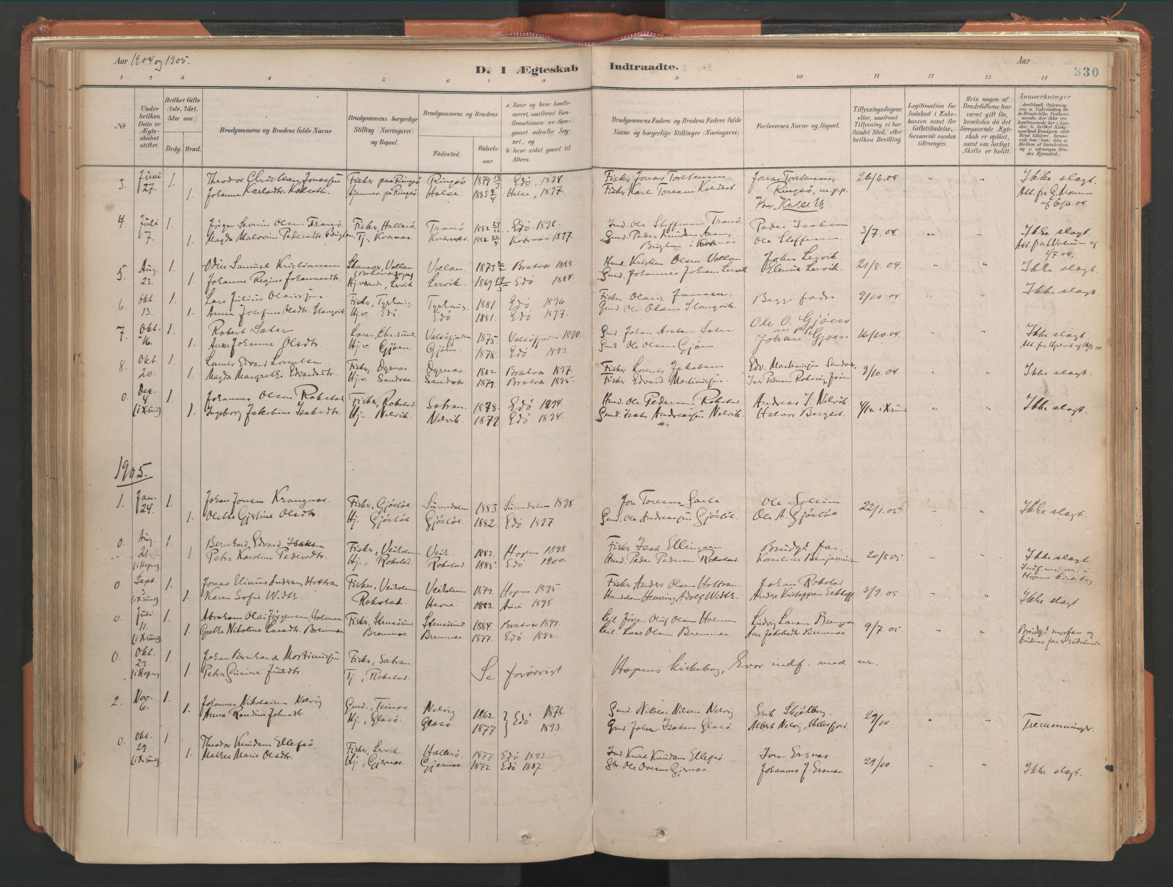 Ministerialprotokoller, klokkerbøker og fødselsregistre - Møre og Romsdal, AV/SAT-A-1454/581/L0941: Parish register (official) no. 581A09, 1880-1919, p. 330