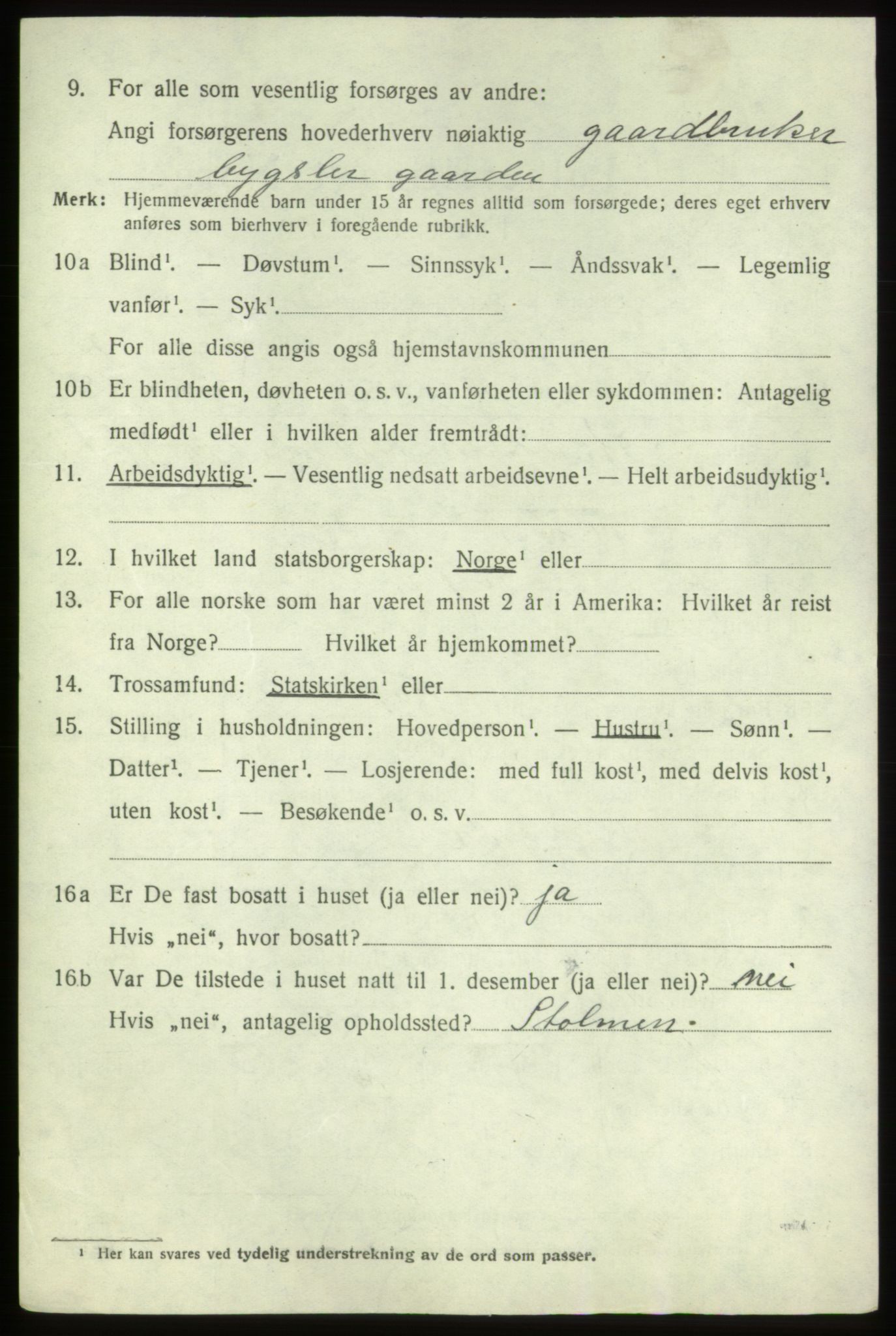 SAB, 1920 census for Fitjar, 1920, p. 1581