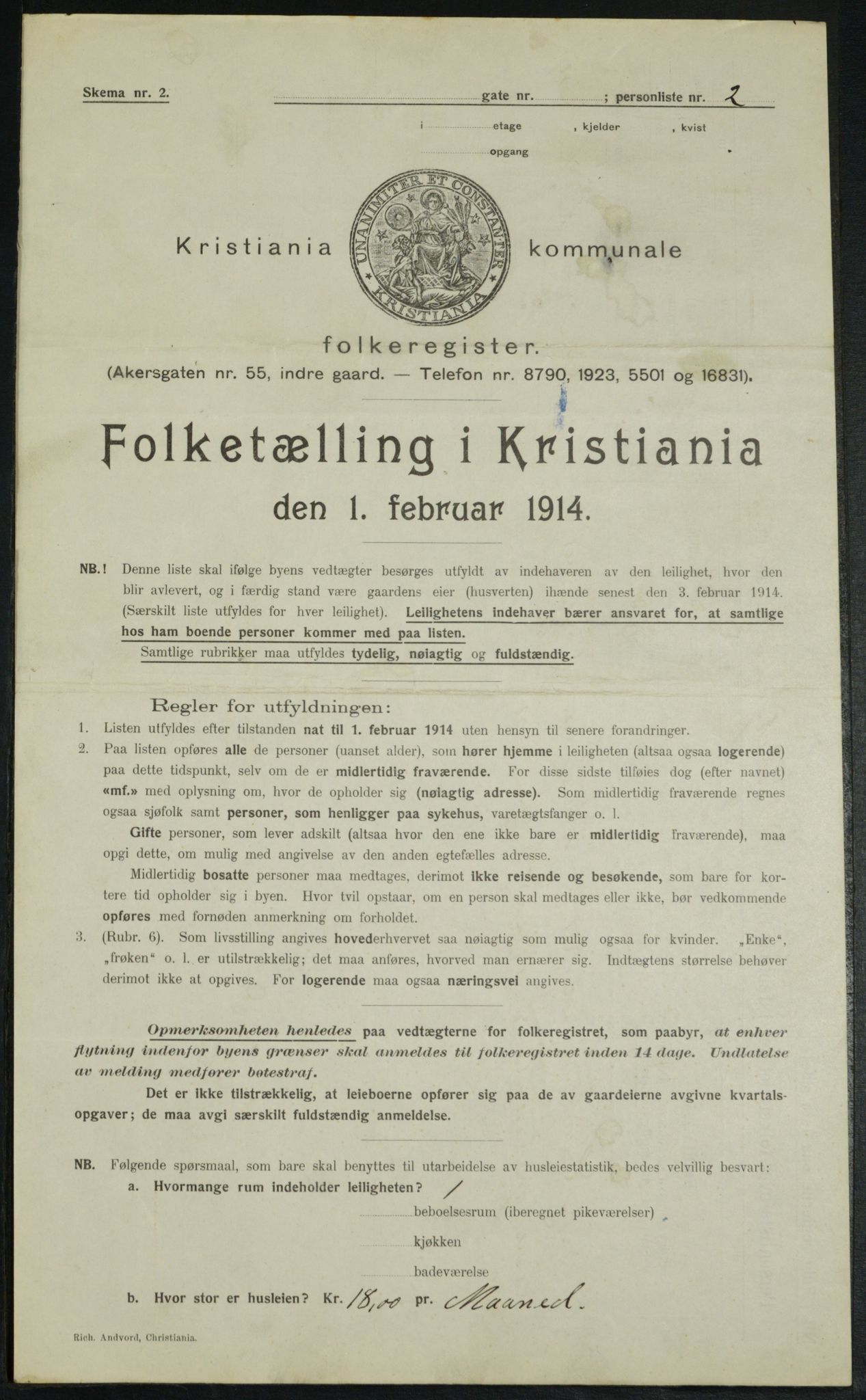 OBA, Municipal Census 1914 for Kristiania, 1914, p. 17618