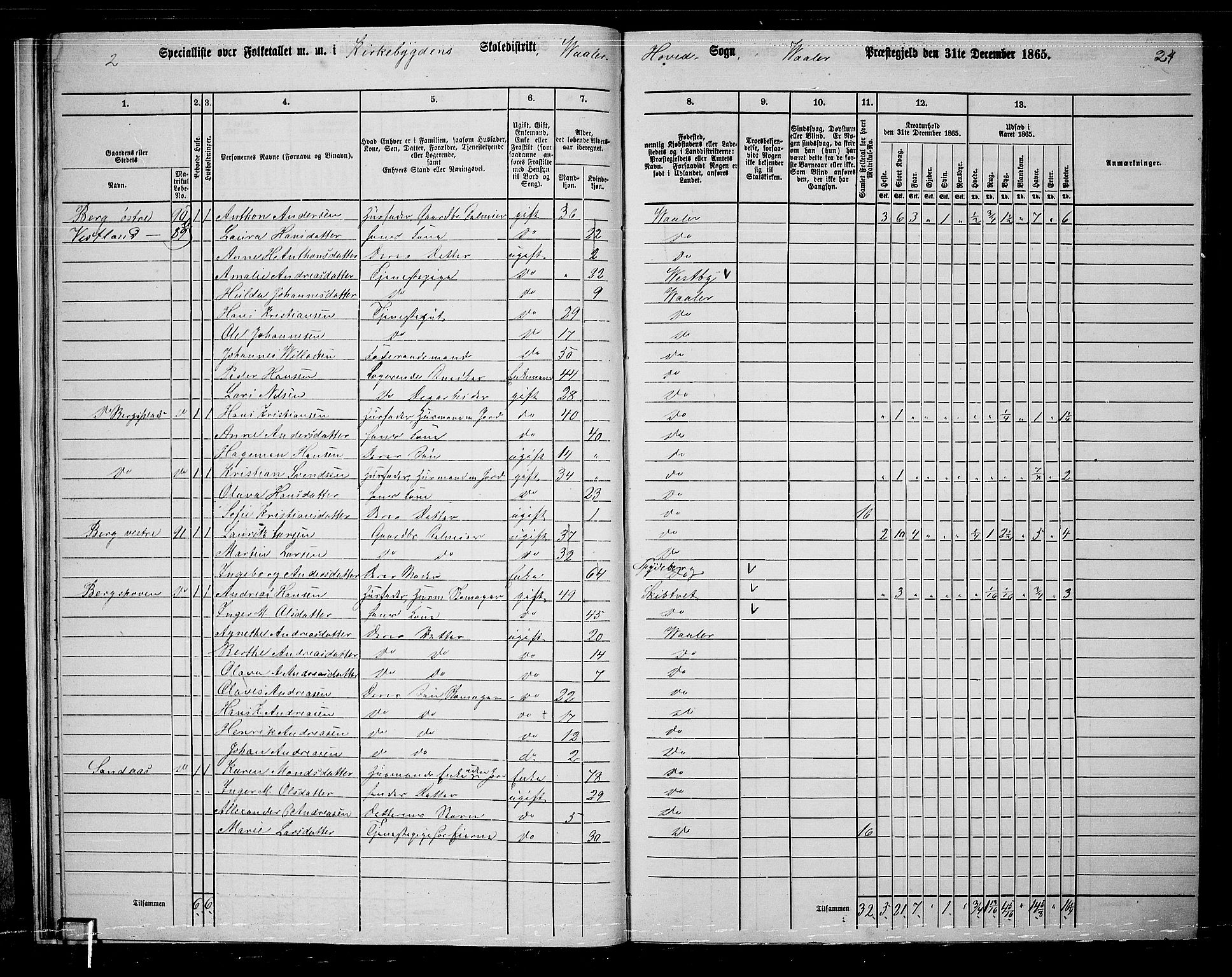 RA, 1865 census for Våler, 1865, p. 25