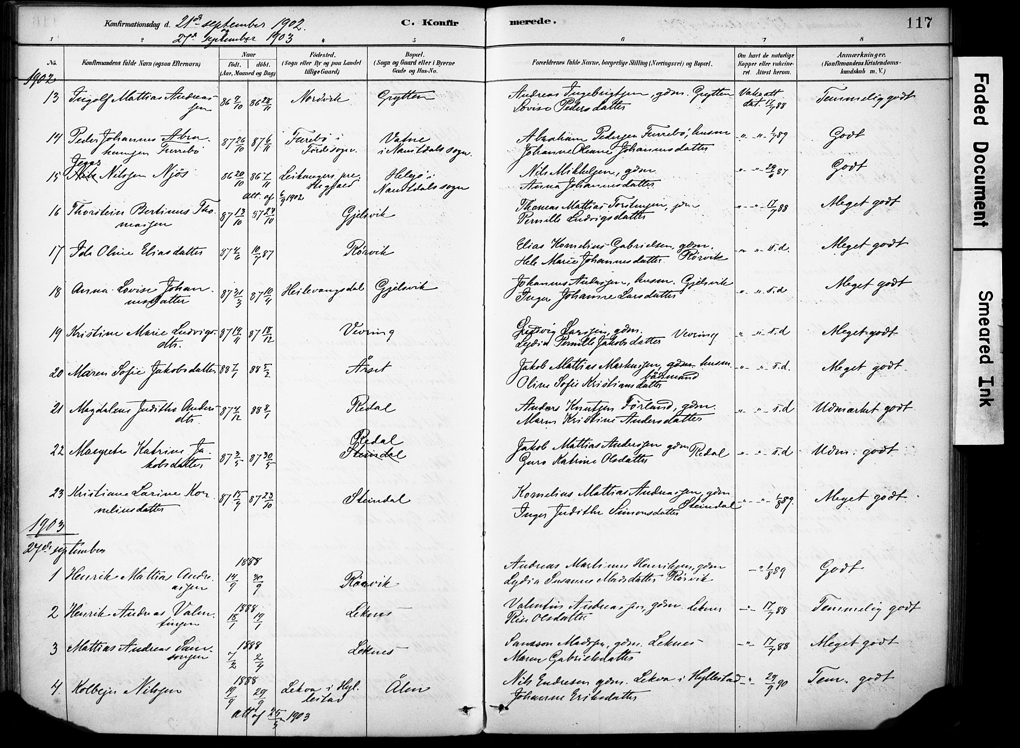 Førde sokneprestembete, AV/SAB-A-79901/H/Haa/Haae/L0001: Parish register (official) no. E 1, 1881-1911, p. 117