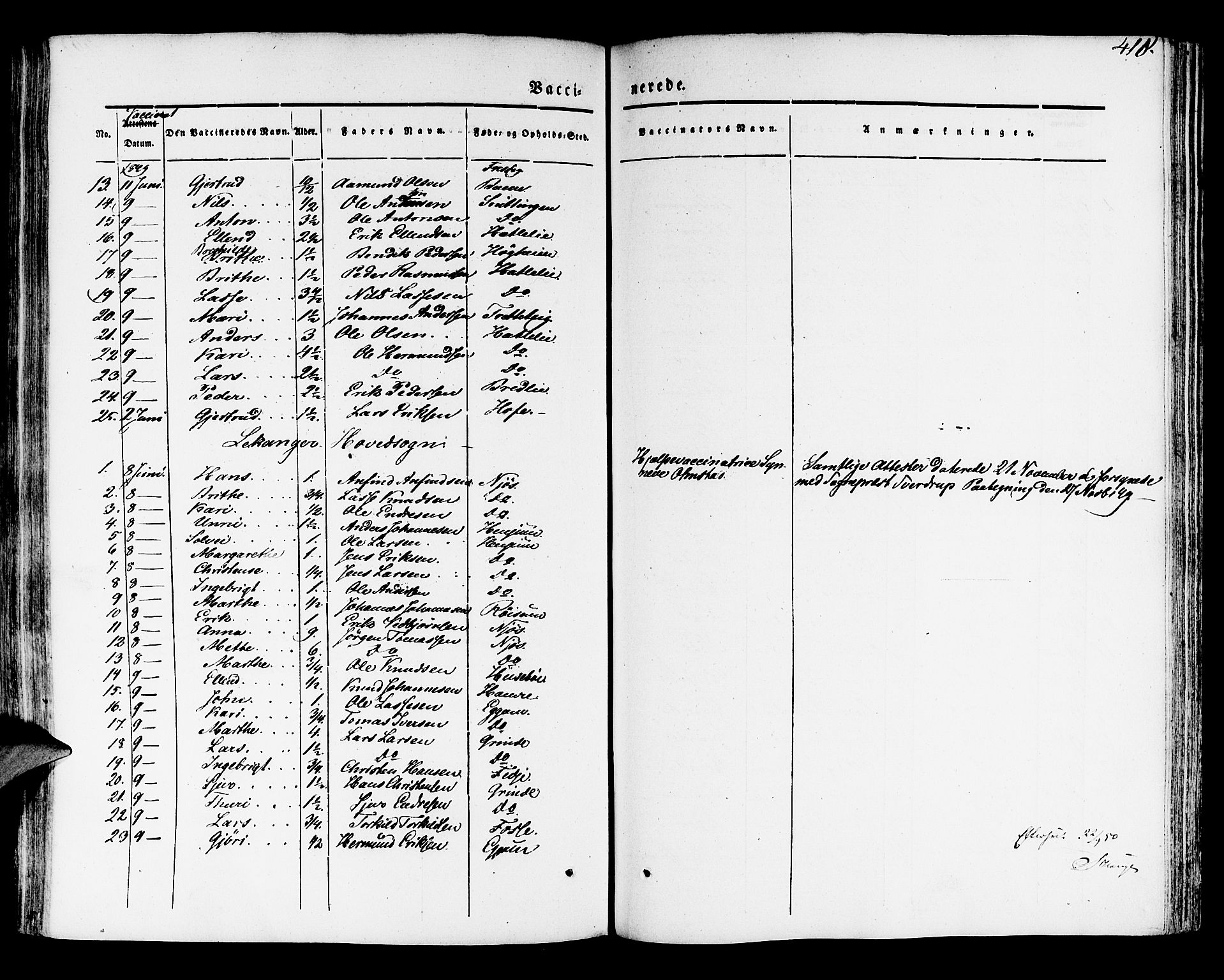 Leikanger sokneprestembete, AV/SAB-A-81001/H/Haa/Haaa/L0007: Parish register (official) no. A 7, 1838-1851, p. 410