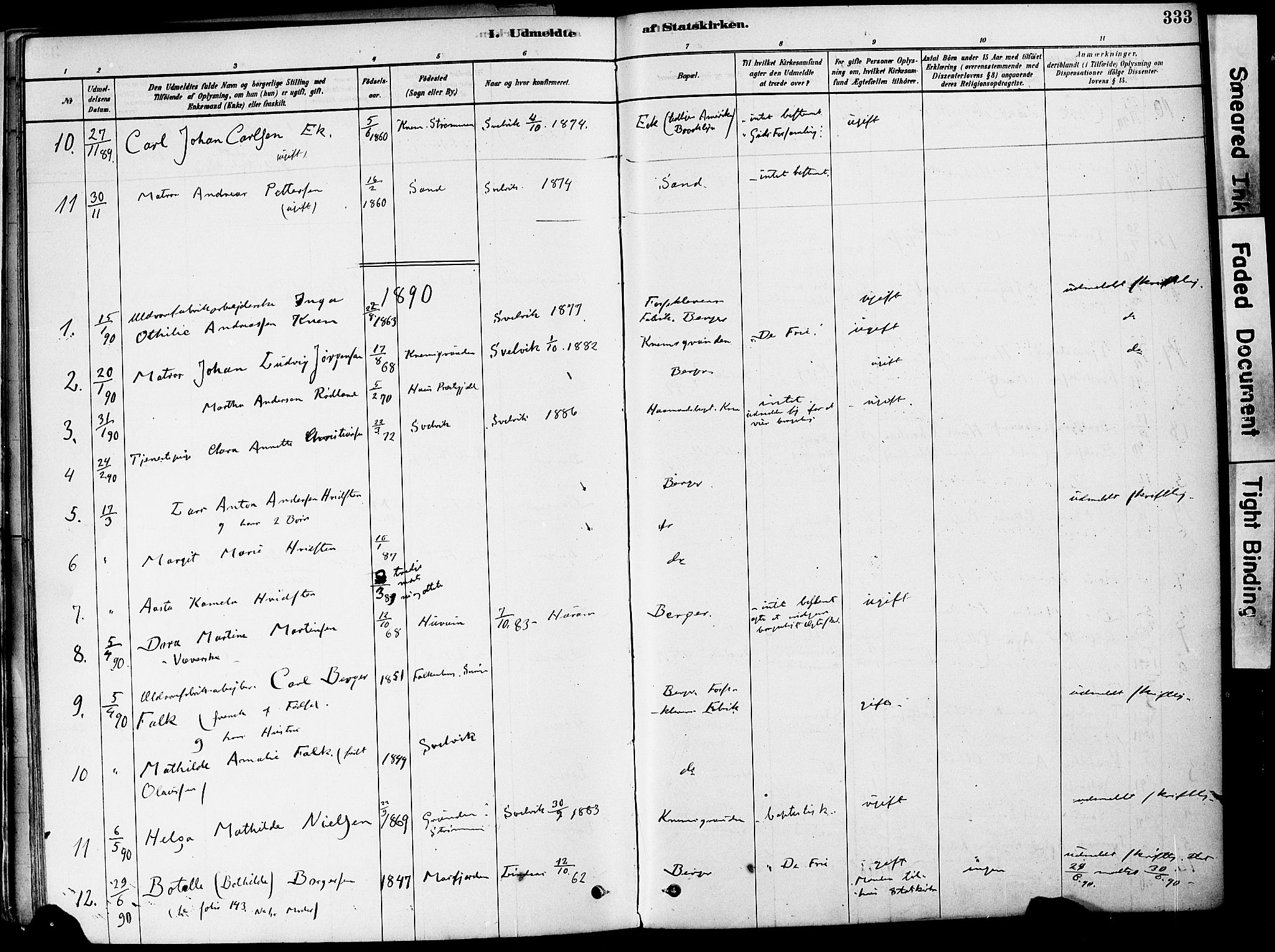 Strømm kirkebøker, AV/SAKO-A-322/F/Fa/L0004: Parish register (official) no. I 4, 1878-1899, p. 333