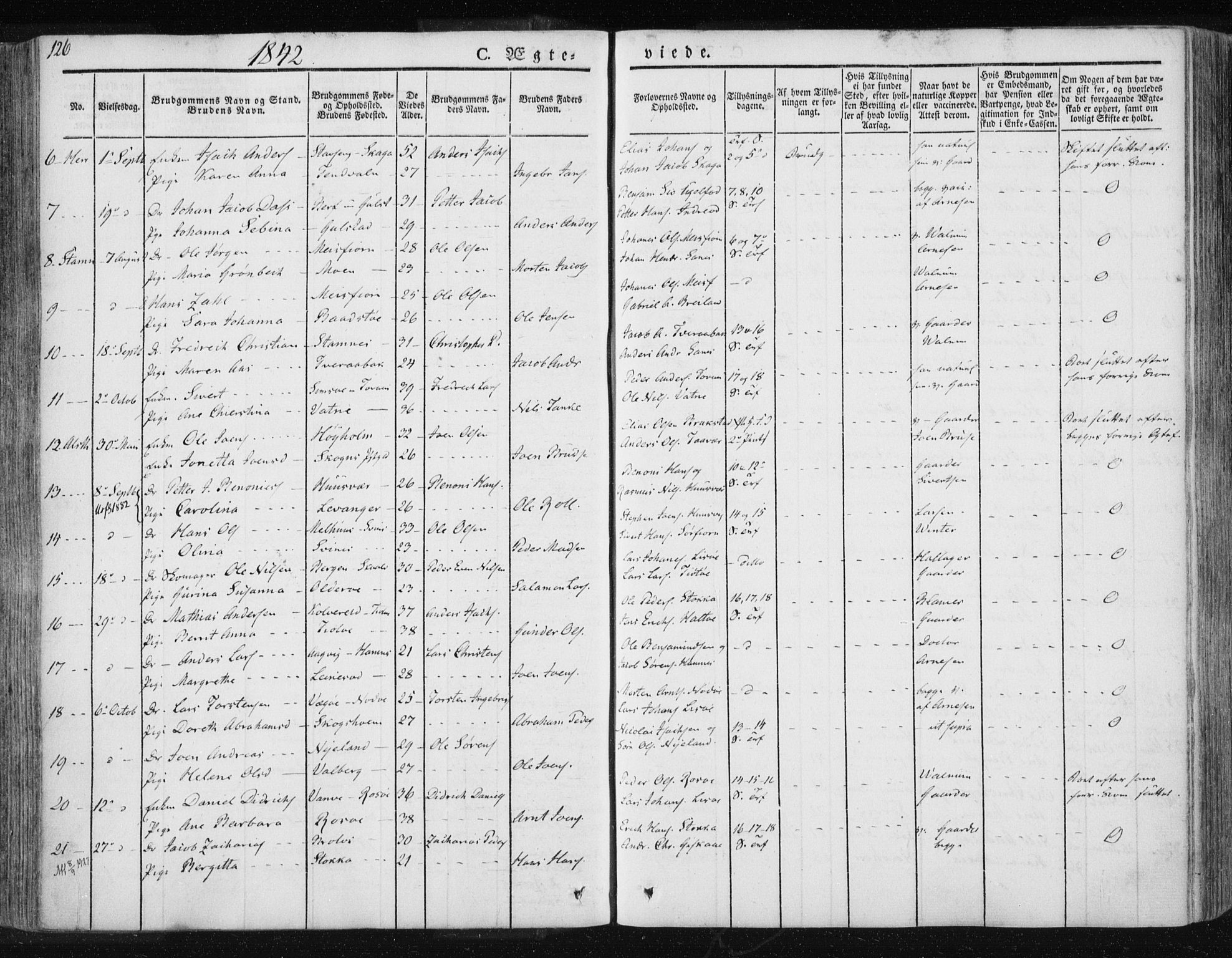 Ministerialprotokoller, klokkerbøker og fødselsregistre - Nordland, SAT/A-1459/830/L0447: Parish register (official) no. 830A11, 1831-1854, p. 126