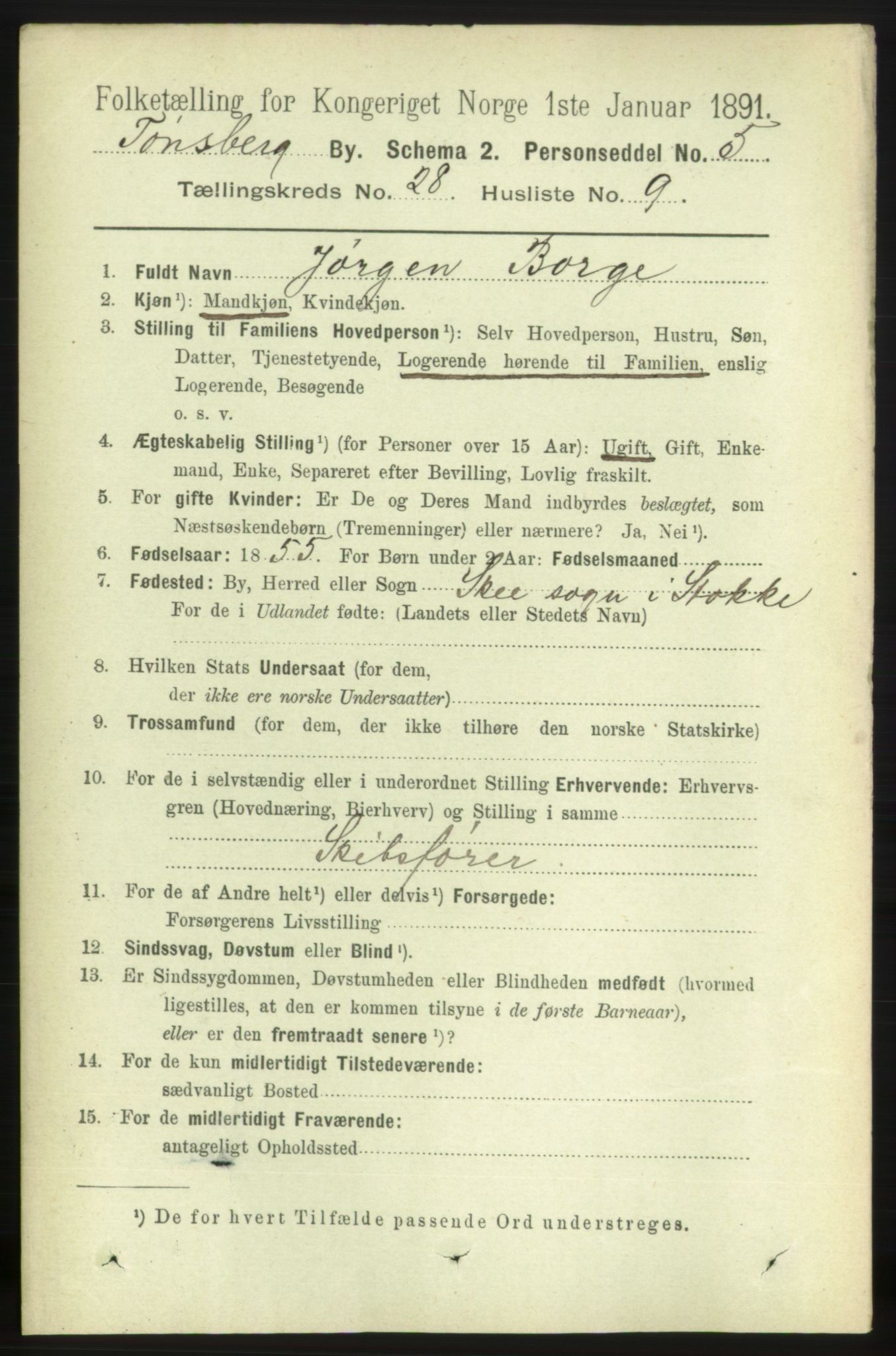 RA, 1891 census for 0705 Tønsberg, 1891, p. 7034