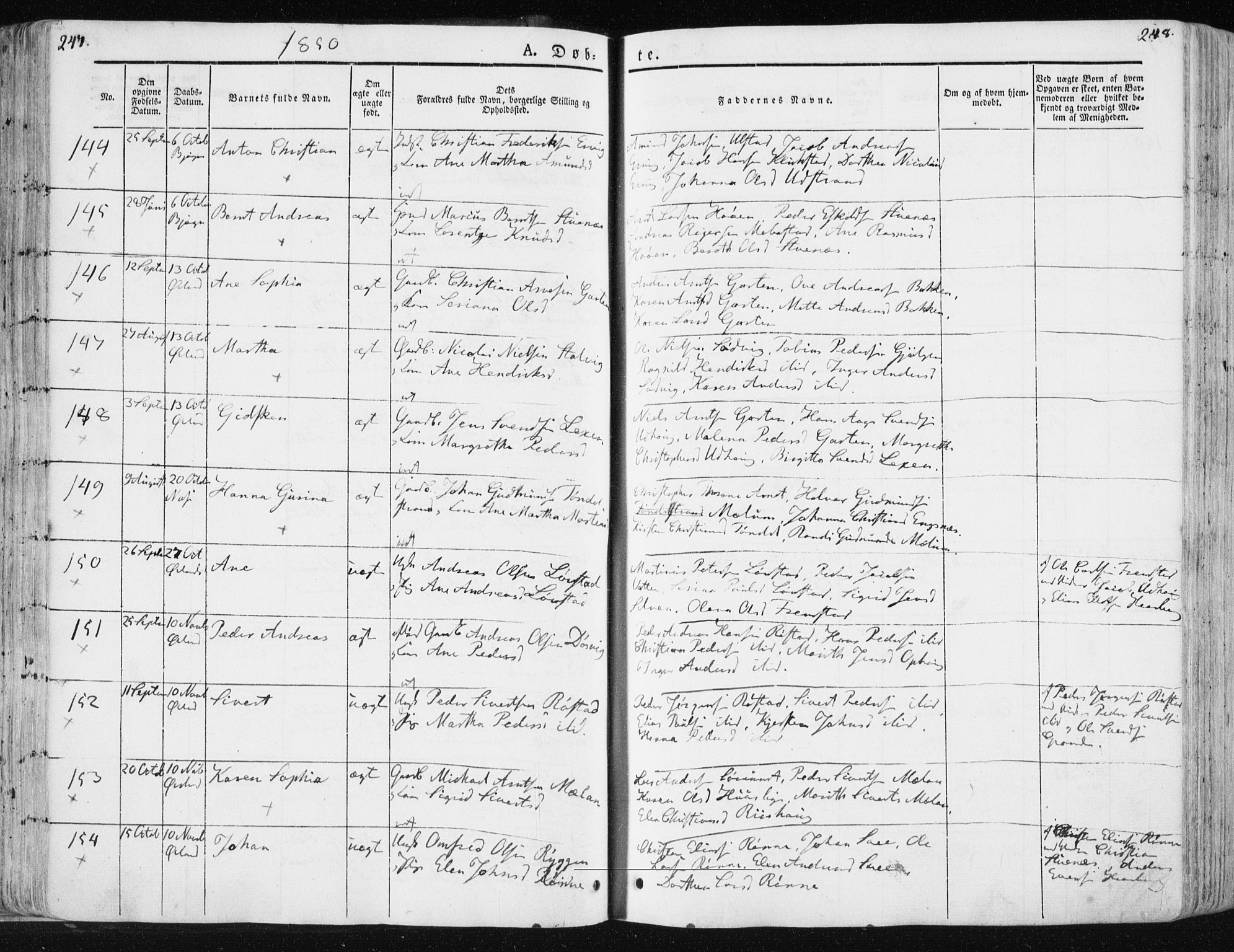 Ministerialprotokoller, klokkerbøker og fødselsregistre - Sør-Trøndelag, SAT/A-1456/659/L0736: Parish register (official) no. 659A06, 1842-1856, p. 247-248