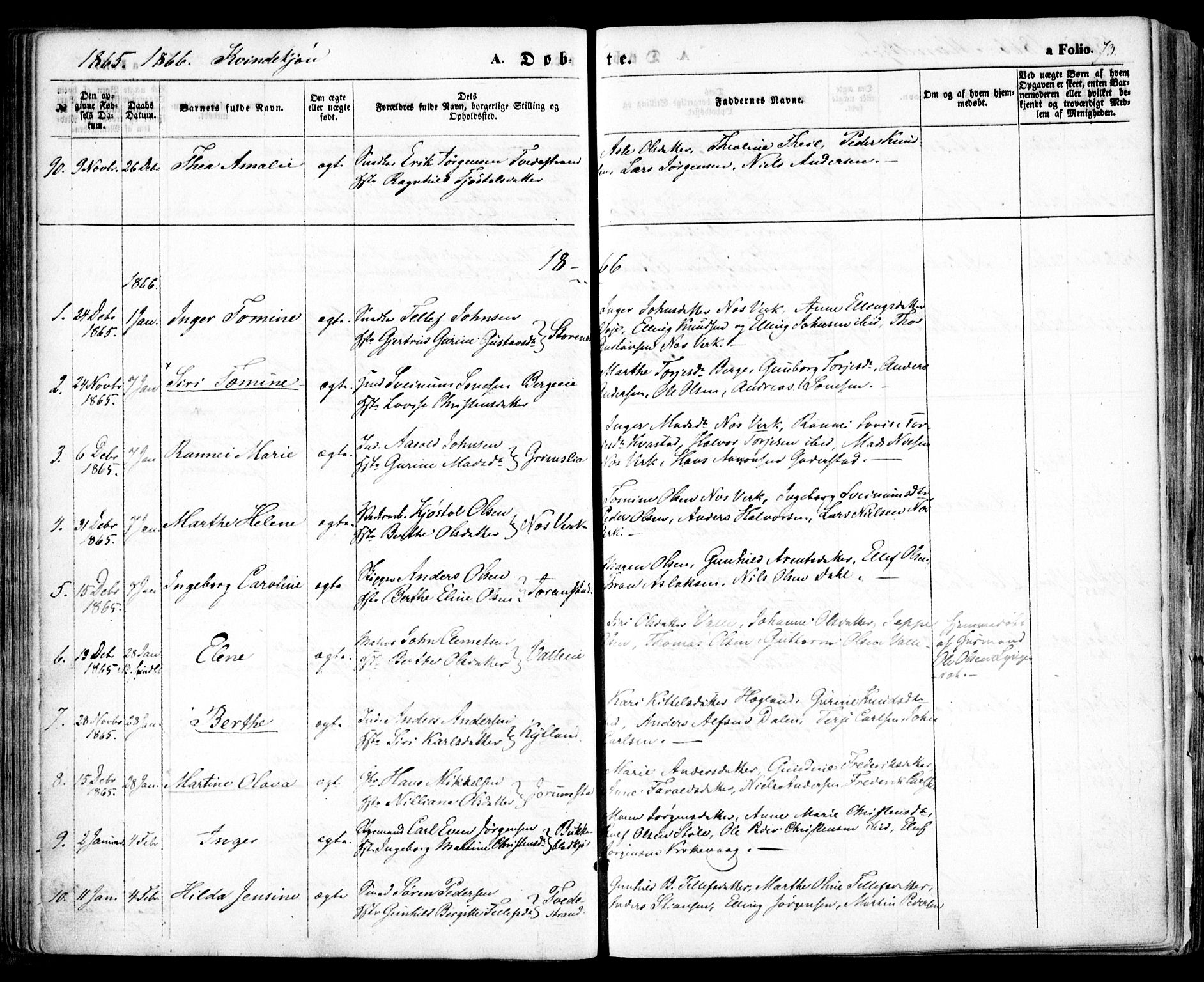 Holt sokneprestkontor, AV/SAK-1111-0021/F/Fa/L0009: Parish register (official) no. A 9, 1861-1871, p. 73