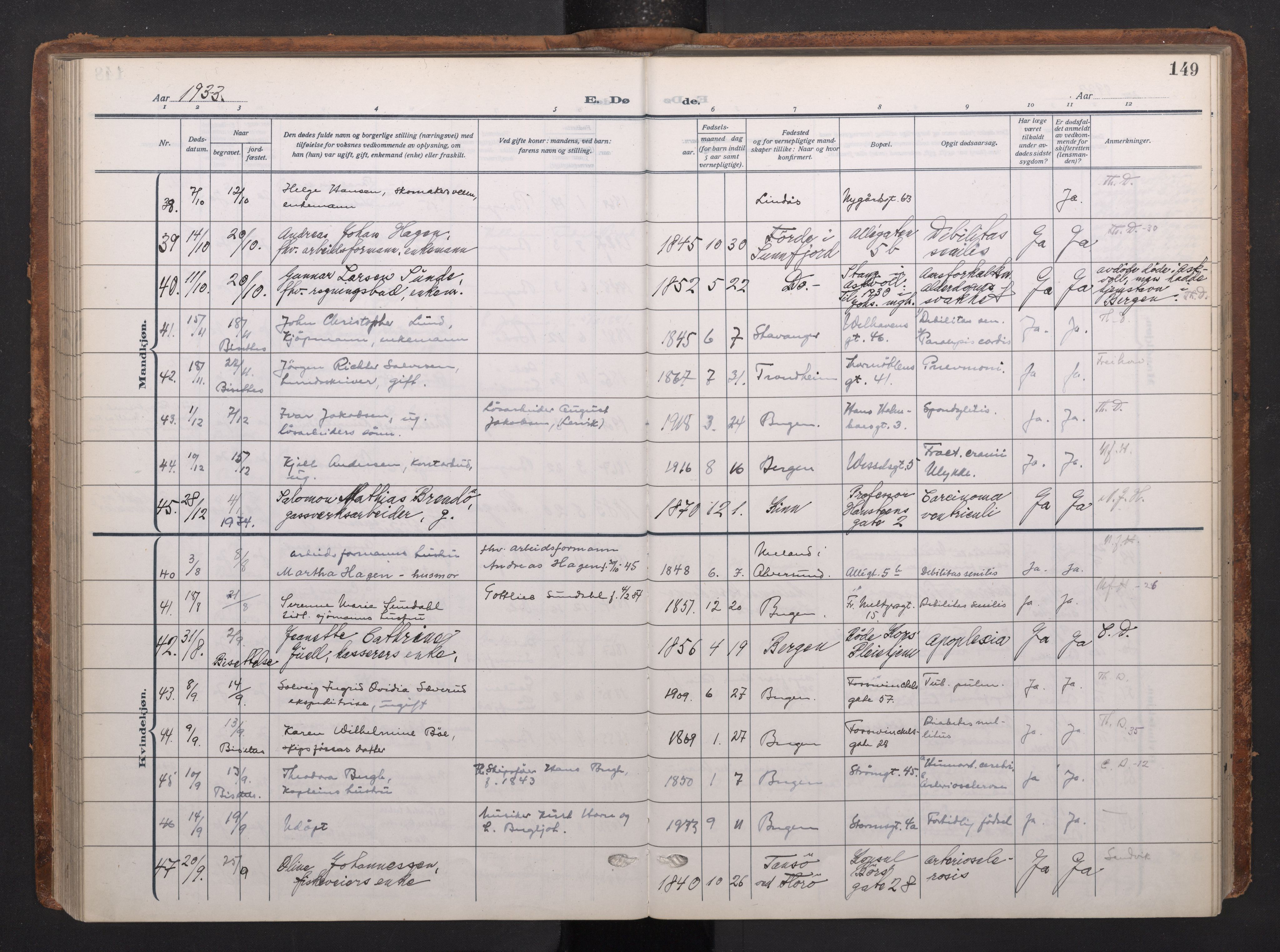 Johanneskirken sokneprestembete, AV/SAB-A-76001/H/Haa/L0020: Parish register (official) no. E 2, 1916-1951, p. 149