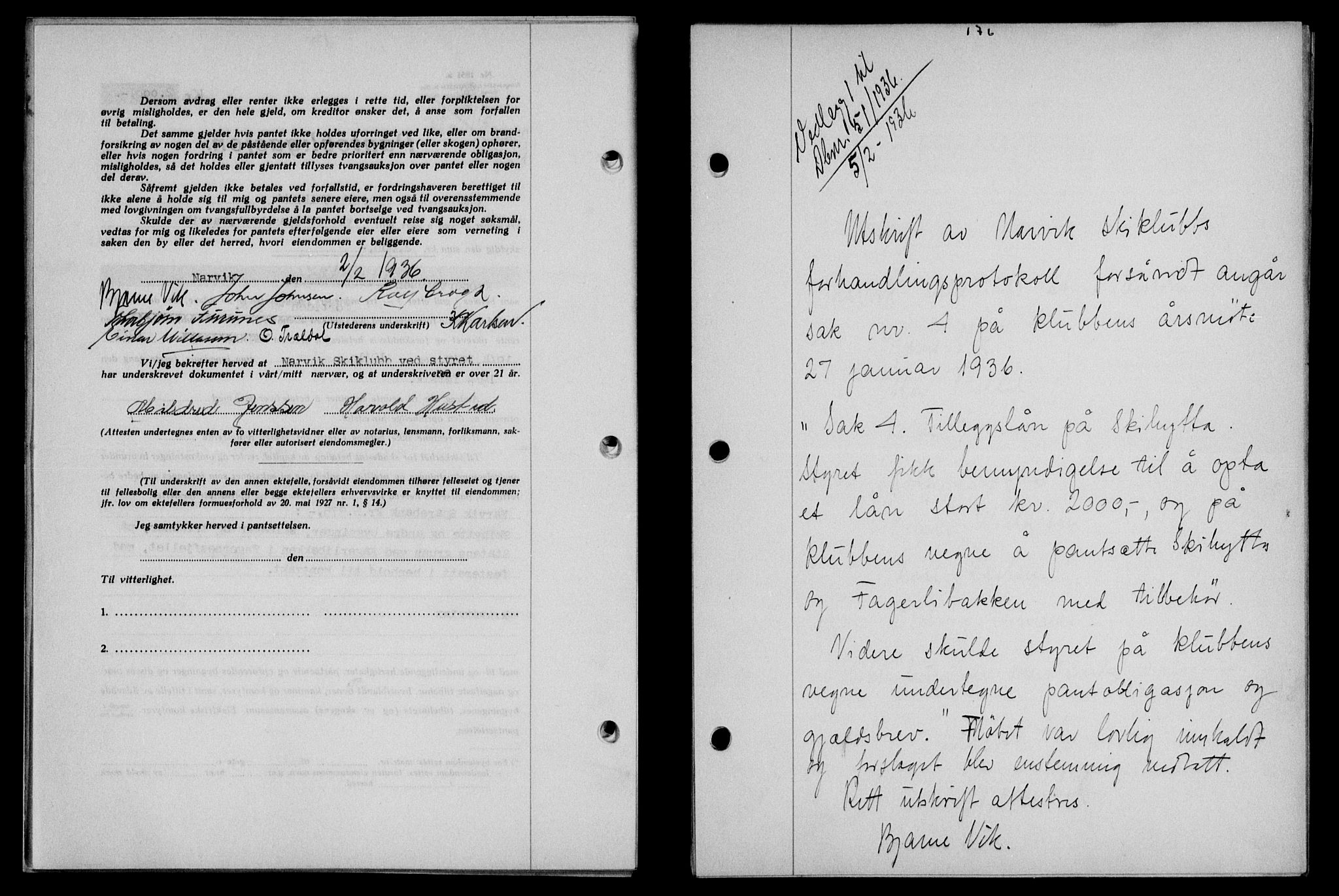 Narvik sorenskriveri, AV/SAT-A-0002/1/2/2C/2Ca/L0011: Mortgage book no. 14, 1935-1937, Deed date: 05.02.1936