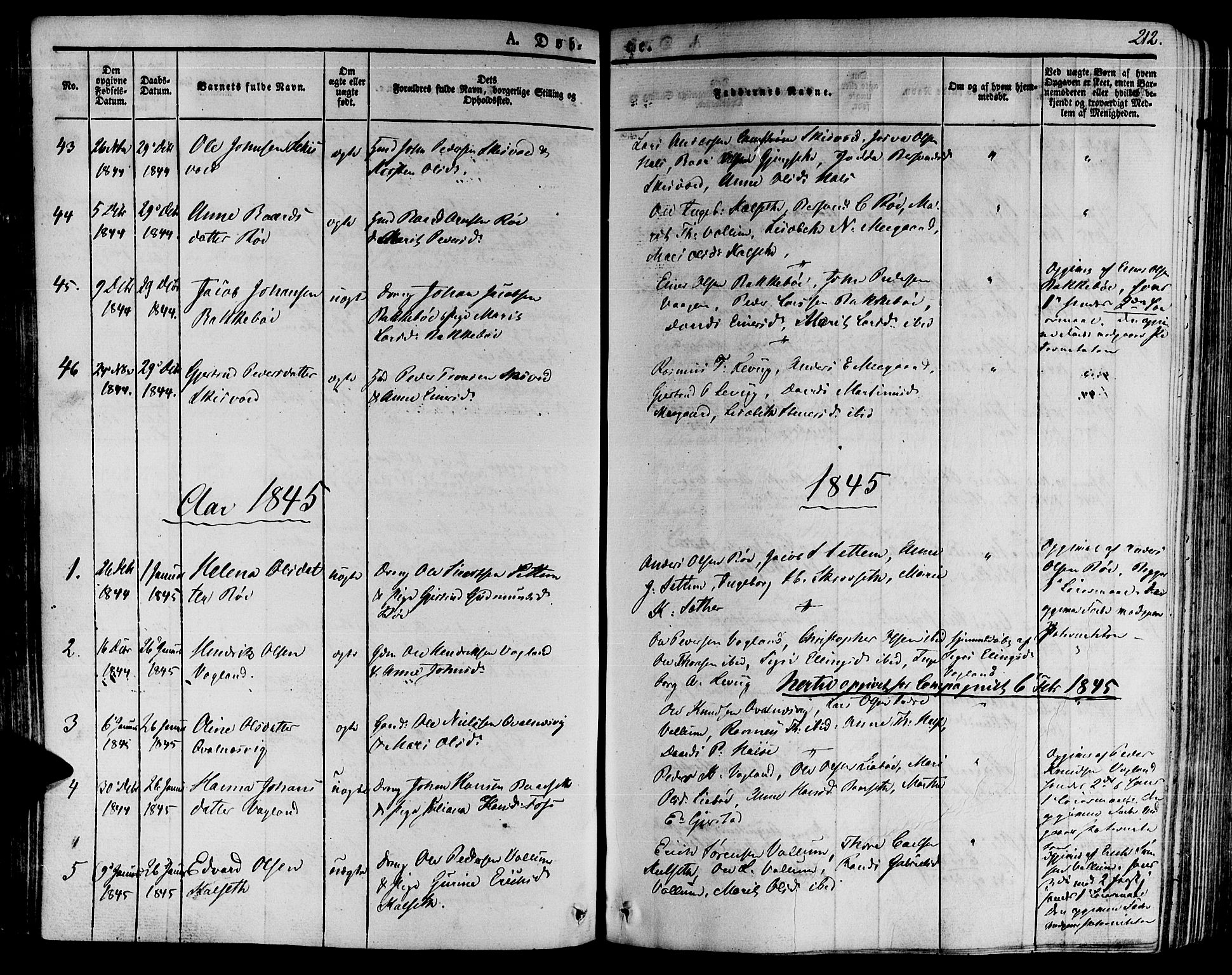 Ministerialprotokoller, klokkerbøker og fødselsregistre - Møre og Romsdal, AV/SAT-A-1454/592/L1025: Parish register (official) no. 592A03 /2, 1831-1849, p. 212