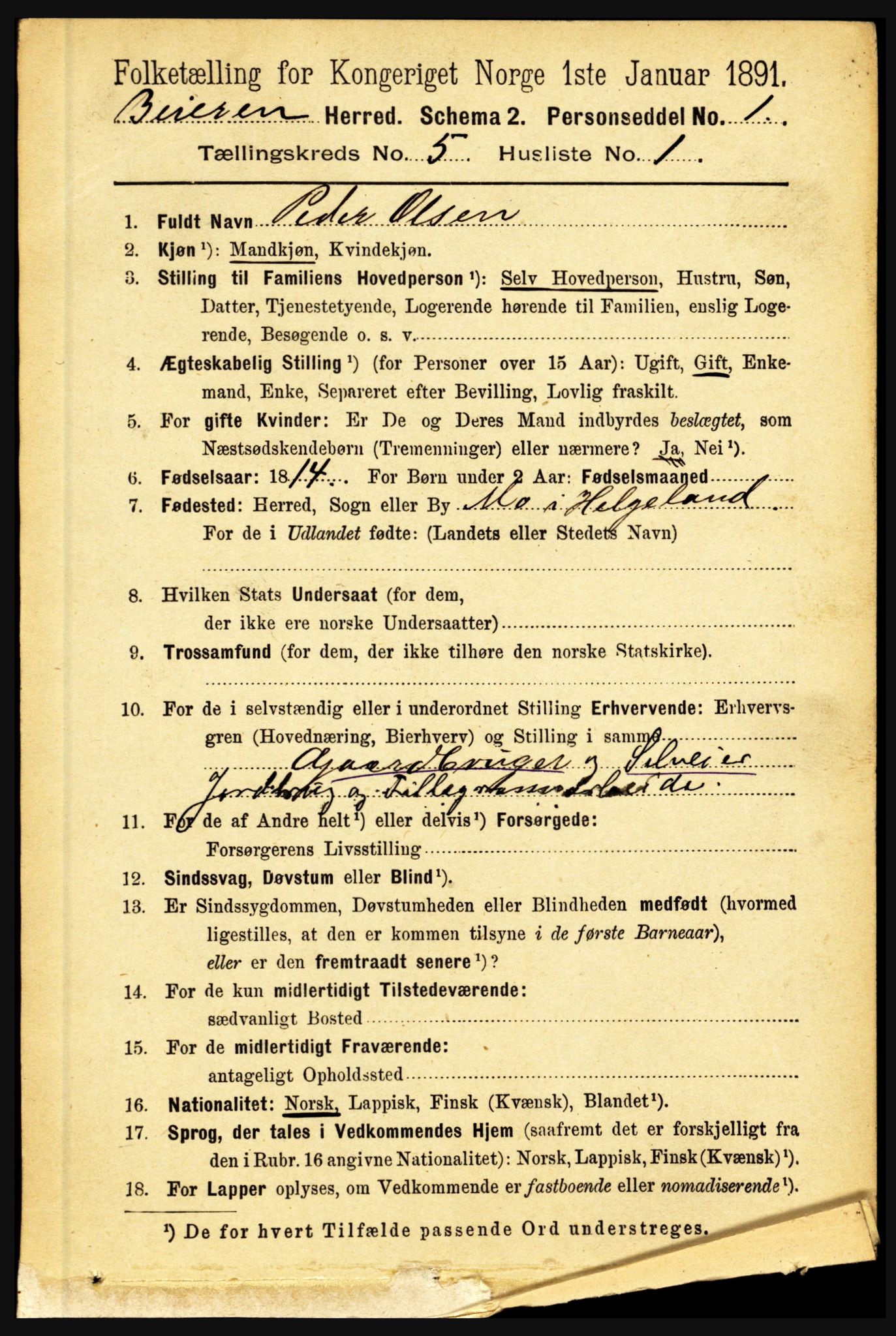 RA, 1891 census for 1839 Beiarn, 1891, p. 1731