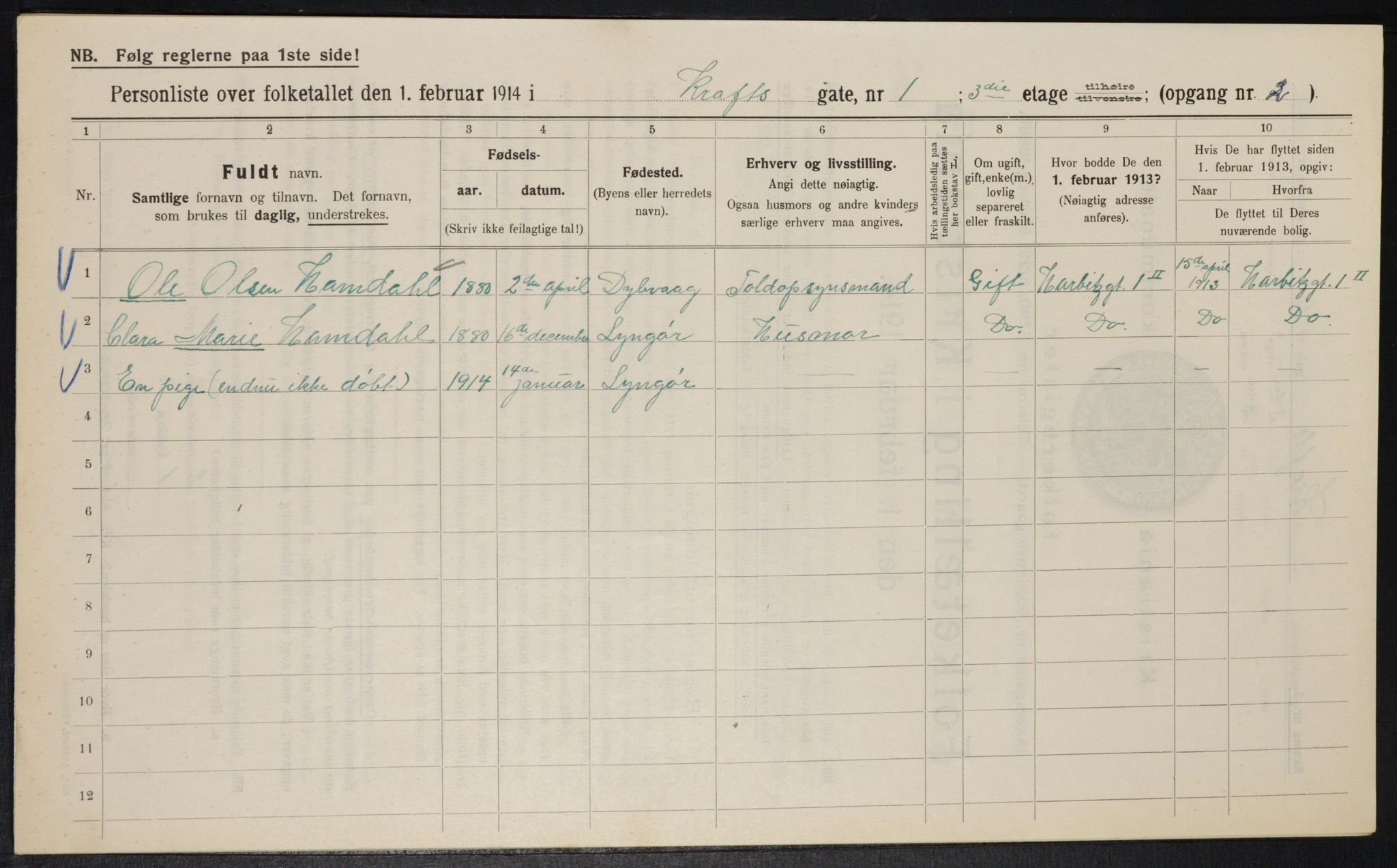 OBA, Municipal Census 1914 for Kristiania, 1914, p. 53836