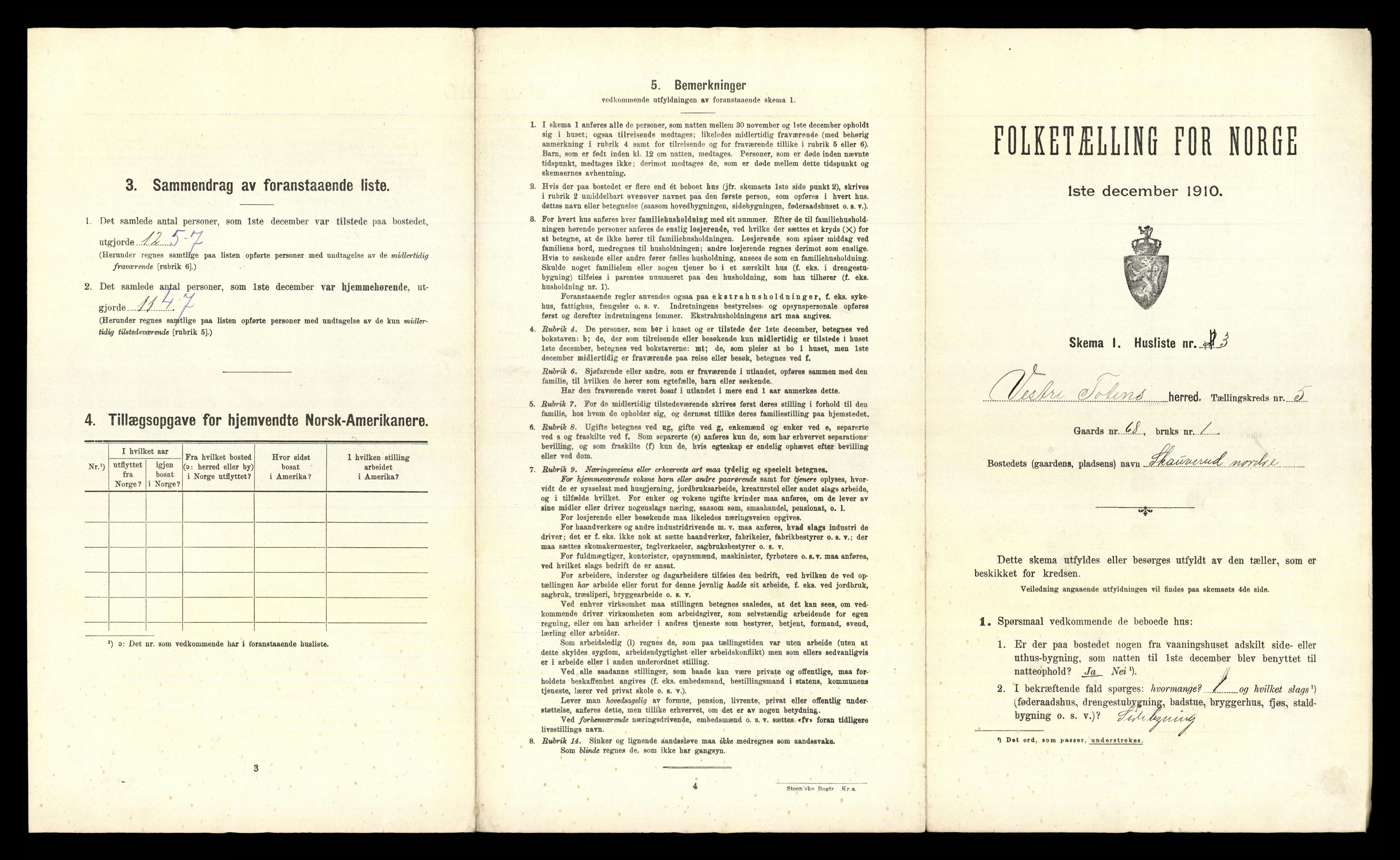 RA, 1910 census for Vestre Toten, 1910, p. 711