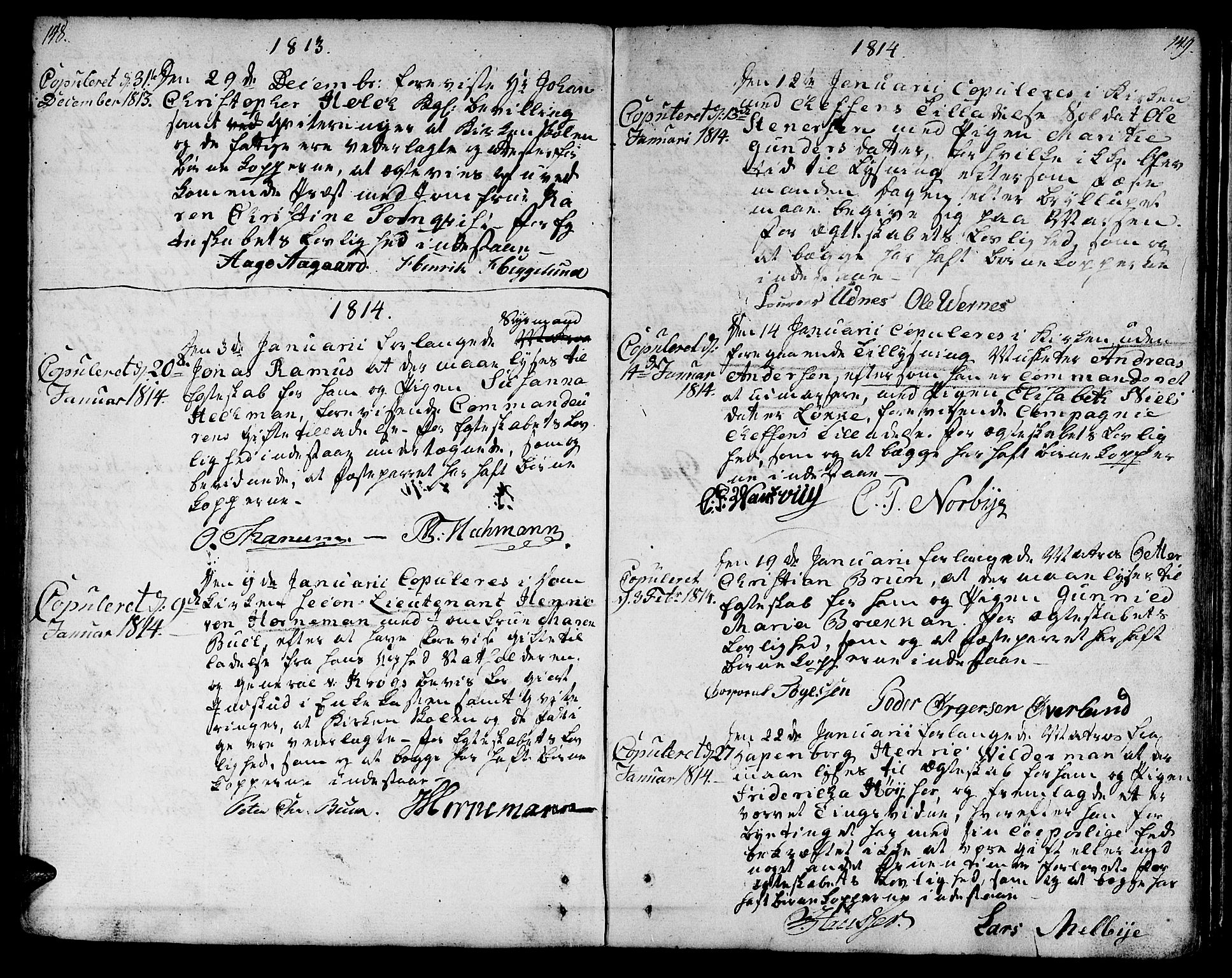 Ministerialprotokoller, klokkerbøker og fødselsregistre - Sør-Trøndelag, SAT/A-1456/601/L0042: Parish register (official) no. 601A10, 1802-1830, p. 148-149
