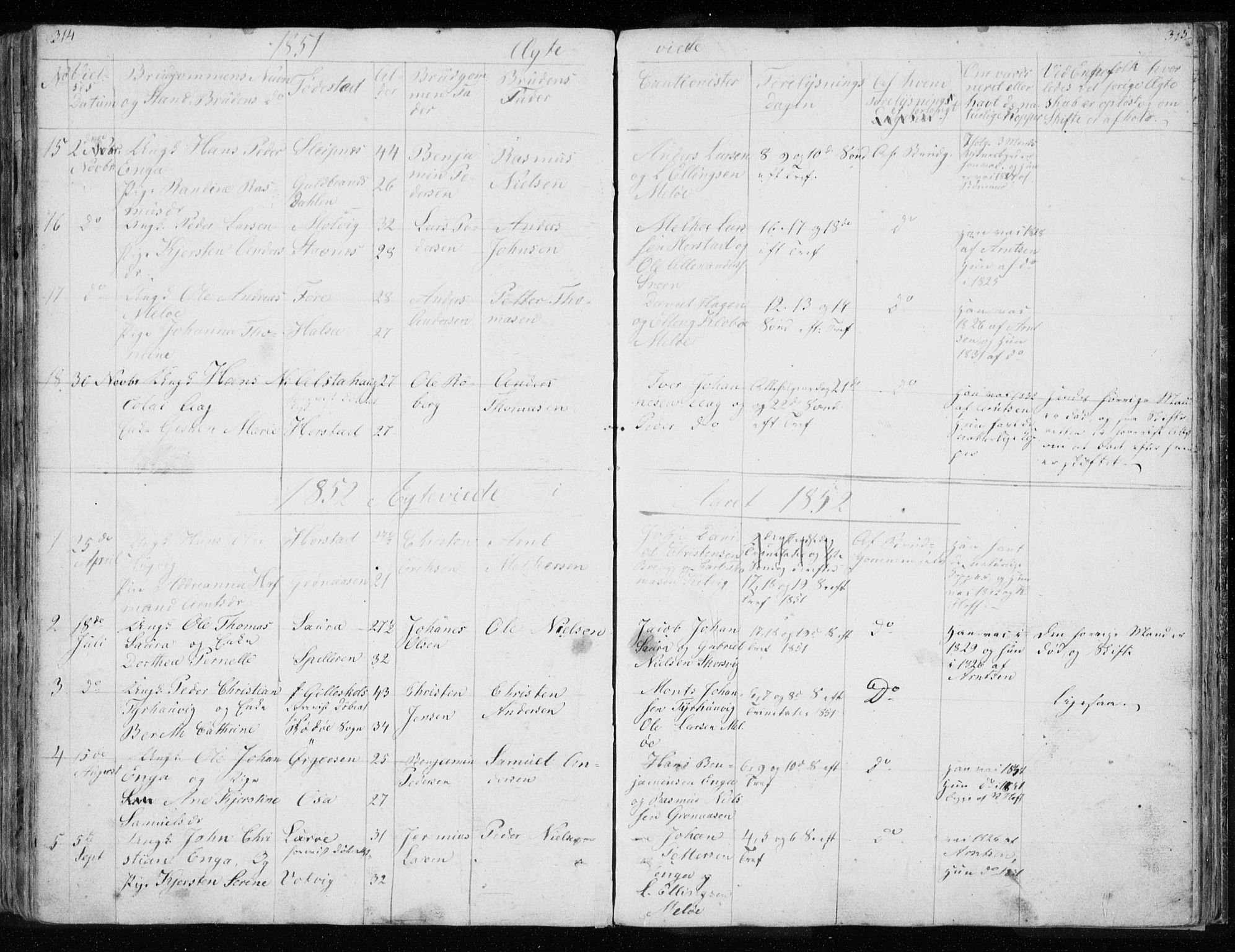 Ministerialprotokoller, klokkerbøker og fødselsregistre - Nordland, SAT/A-1459/843/L0632: Parish register (copy) no. 843C01, 1833-1853, p. 314-315