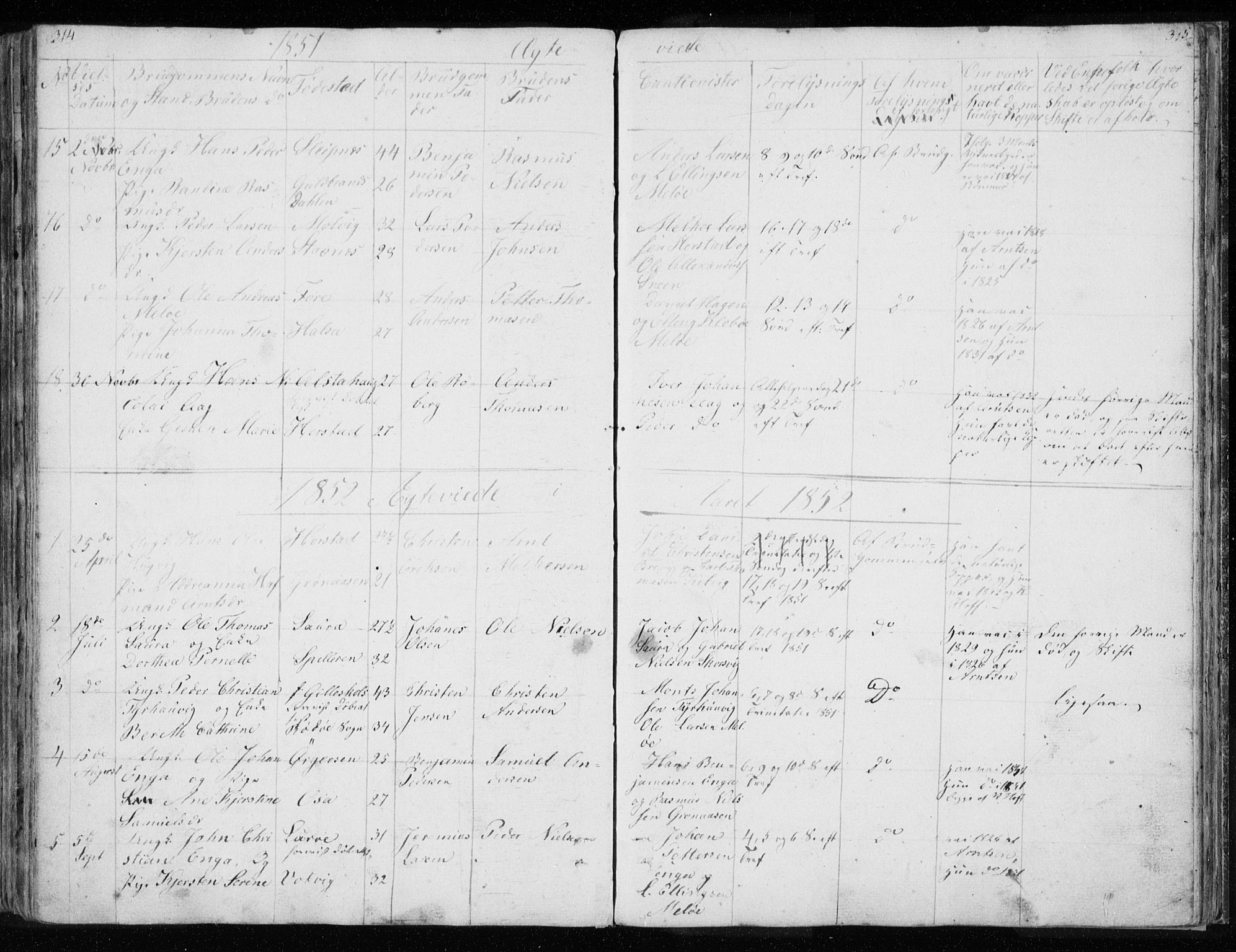 Ministerialprotokoller, klokkerbøker og fødselsregistre - Nordland, AV/SAT-A-1459/843/L0632: Parish register (copy) no. 843C01, 1833-1853, p. 314-315