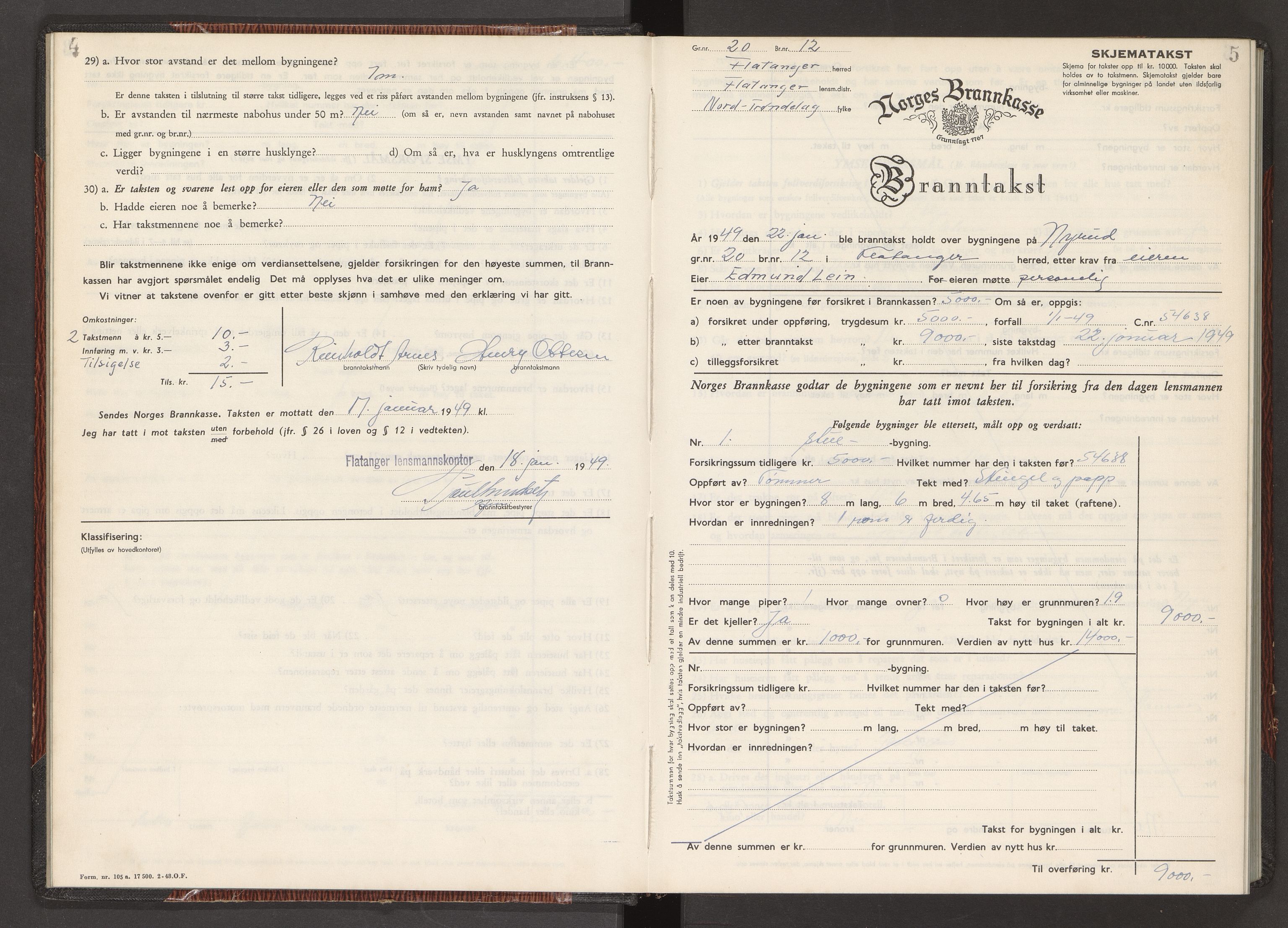 Norges Brannkasse Flatanger, AV/SAT-A-5599/Fb/L0002: Branntakstprotokoll, 1949-1954